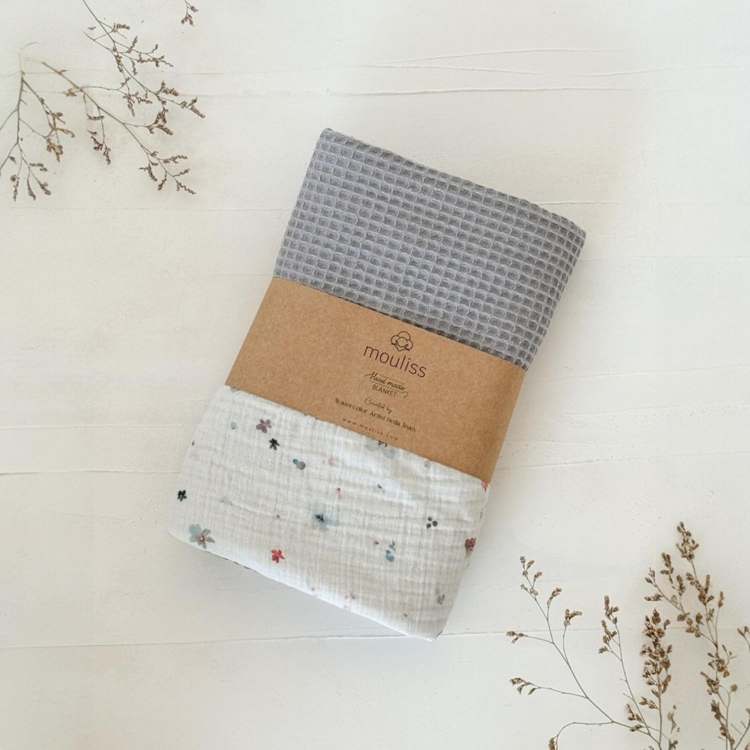 Mouliss Personalized Baby Blanket with Name – Handmade 100% Organic Cotton Newborn Gift | Custom Knit Blanket for Boys, Girls, Kids & Baby Showers