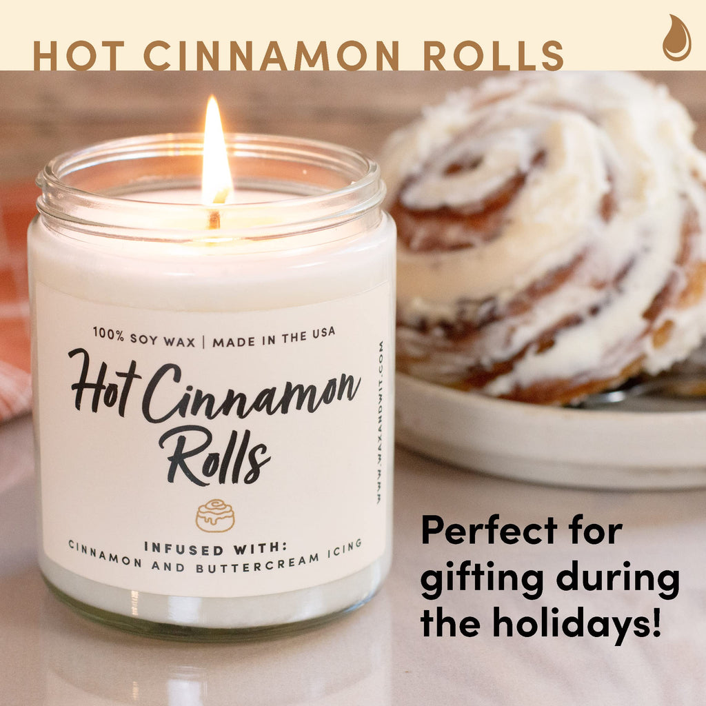 Wax & Wit Cinnamon Rolls Fall Candles for Home Scented – Cinnamon and Buttercream Frosting – Perfect Home Décor Gifts for Autumn, Holiday, Christmas, Winter - 9oz, Soy Wax, 50 Hour Burn