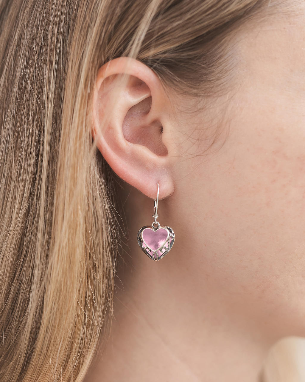 Bottled Up Designs Handmade Homespun Hearts Earrings, Recycled Vintage Glass, Sterling Silver, Eco Friendly, Made in USA, Mothers Day, Women, Anniversary