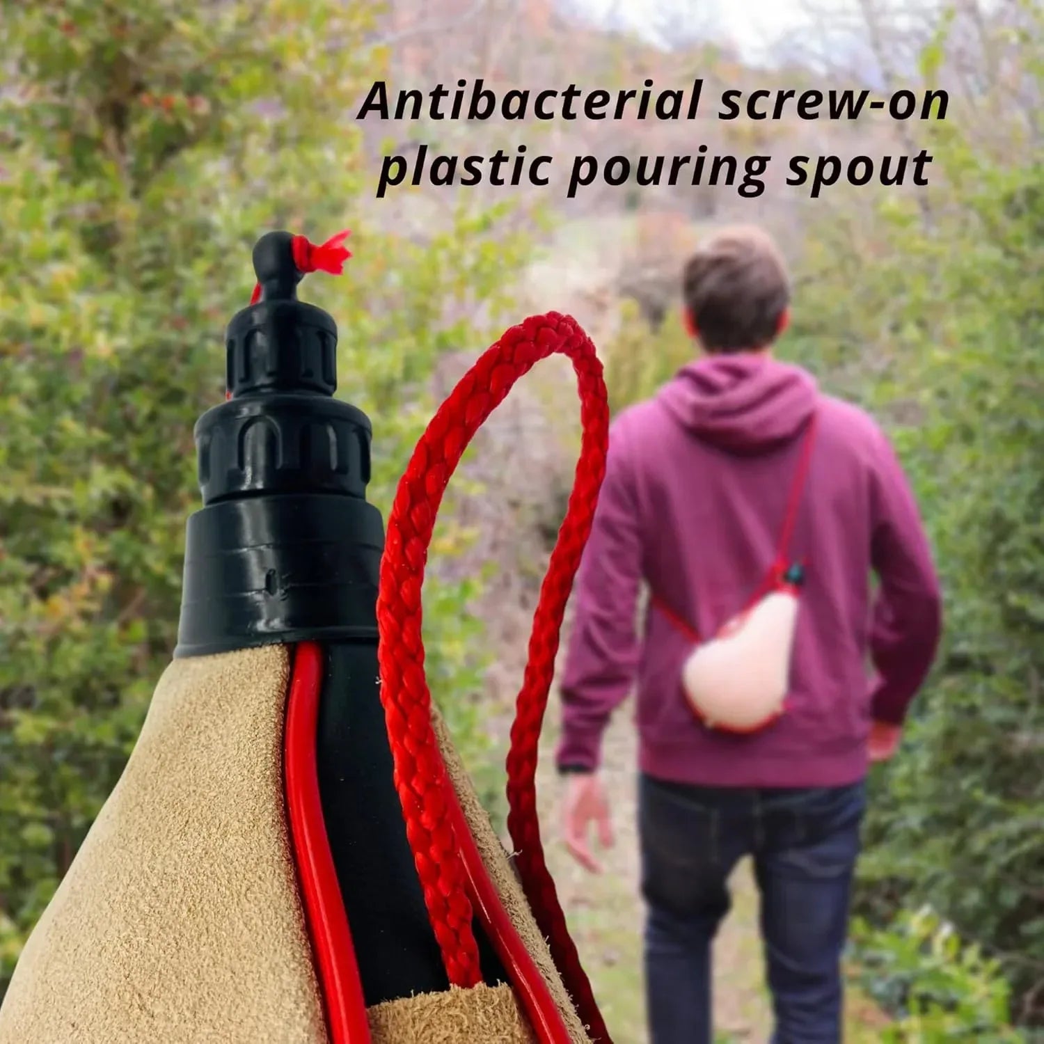 Leather Bota Bag. Cowhide Leather, Wine Skin Latex Lining 1L. Bags for Liquor for Transporting and Storing Beverages. Flask Leather Pouch - Handmade Lifestyle Shop