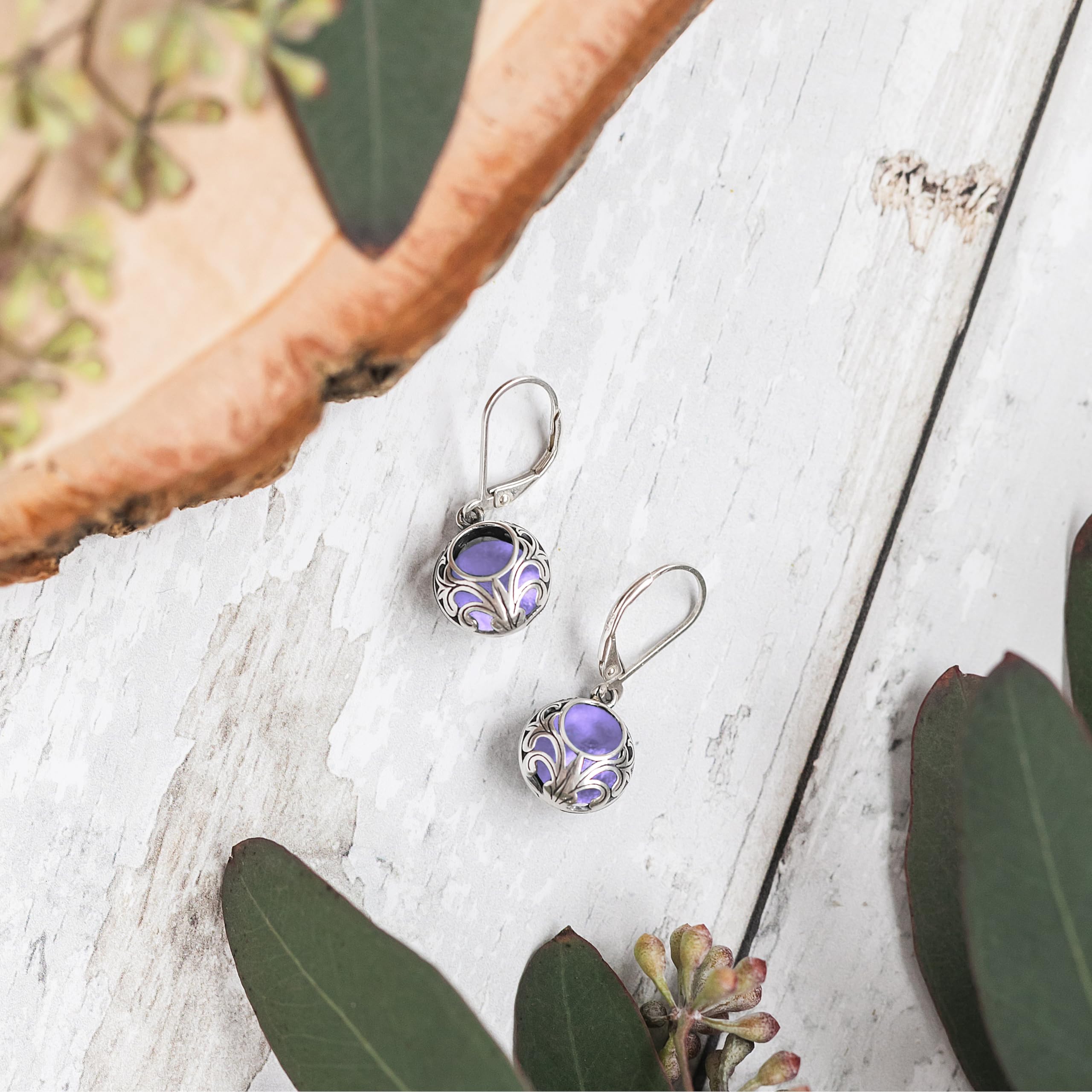 Bottled Up Designs Handmade Vintage Lace Leverback Earrings, Sterling Silver, Eco Friendly, Made in USA, Birthday Gifts, Mothers Day, Women, Anniversary