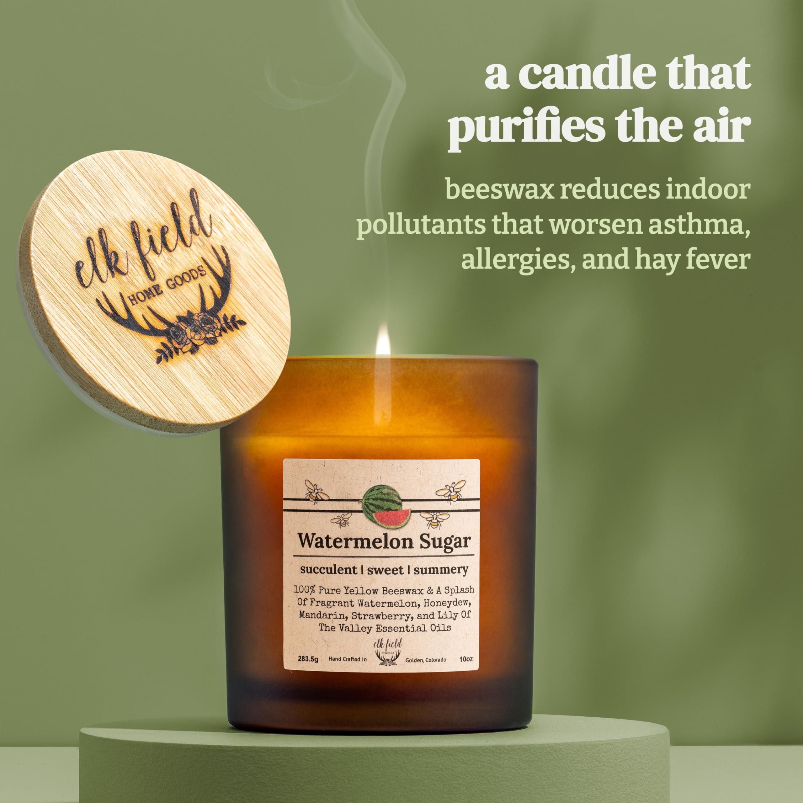 Berries Organic Beeswax Candle | 2 Ingredients | 100% Pure Beeswax Candles, Non Toxic, Natural, Organic Candles, Beeswax Candles Scented, Non Toxic Candles, 80 Hour, 10oz