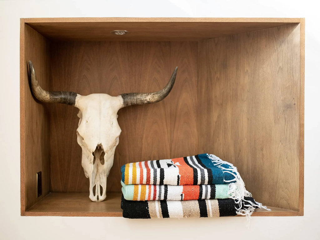 Tan Mexican Blanket by Laguna Beach Textile Co - Beach, Yoga, Camping, or Decorative Throw Blanket - Traditional Handmade Serape - Wheat Sol - Handmade Lifestyle Shop