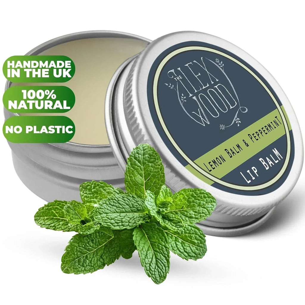 The Ilex Wood - All Natural Lip Balm - Lemon Balm and Peppermint - Cold Sore Treatment for Lips, Palm Oil Free, Cruelty Free, Plastic Free, Moisturising Lip Balm, Handcrafted - 10ml (0.34 fl oz) - Handmade Lifestyle Shop