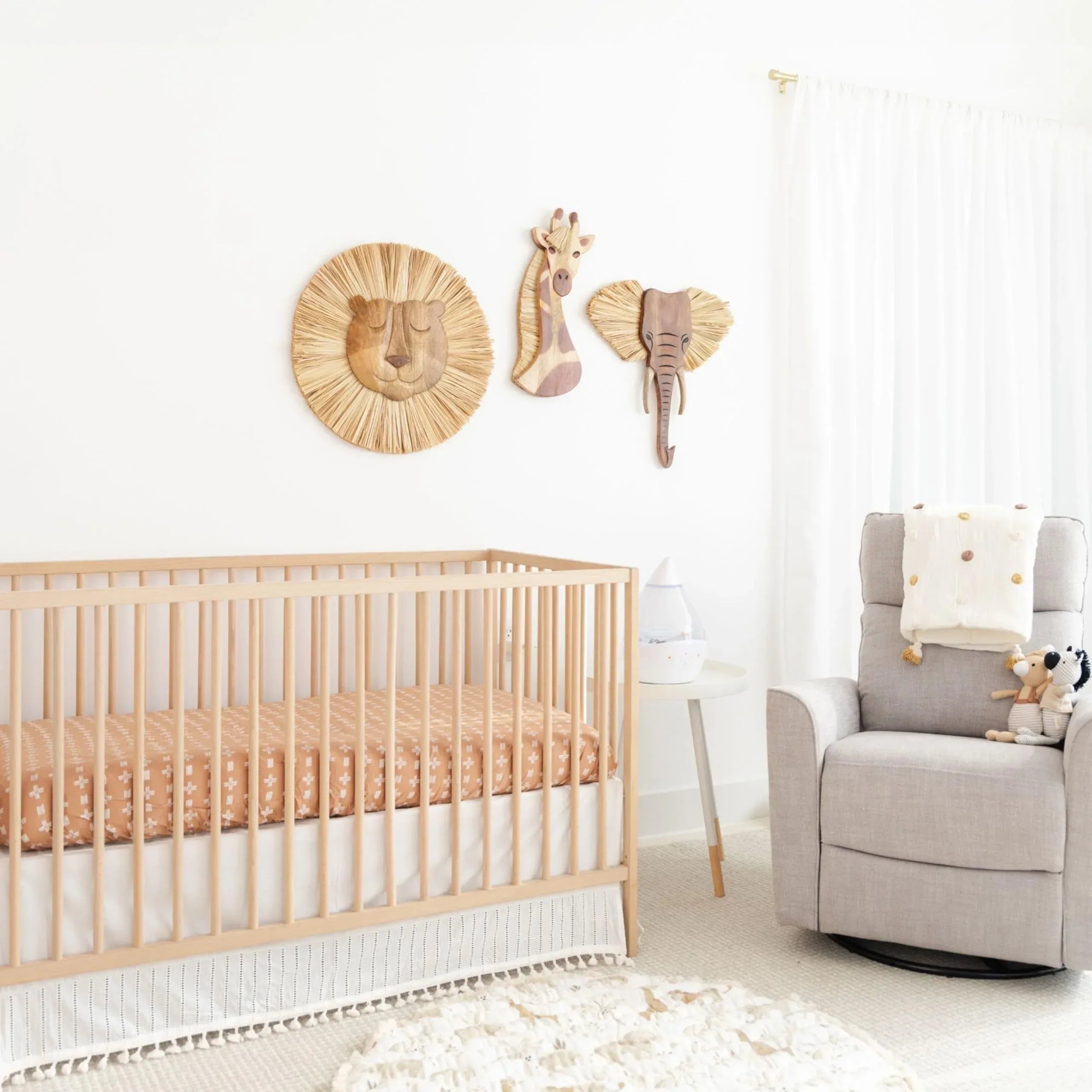 Crane Baby Wooden Safari Wall Decor, Wood Animal Nursery Wall Art, Boho Gender-Neutral Safari Room Decor Elephant 21L X 21W Brown - Handmade Lifestyle Shop