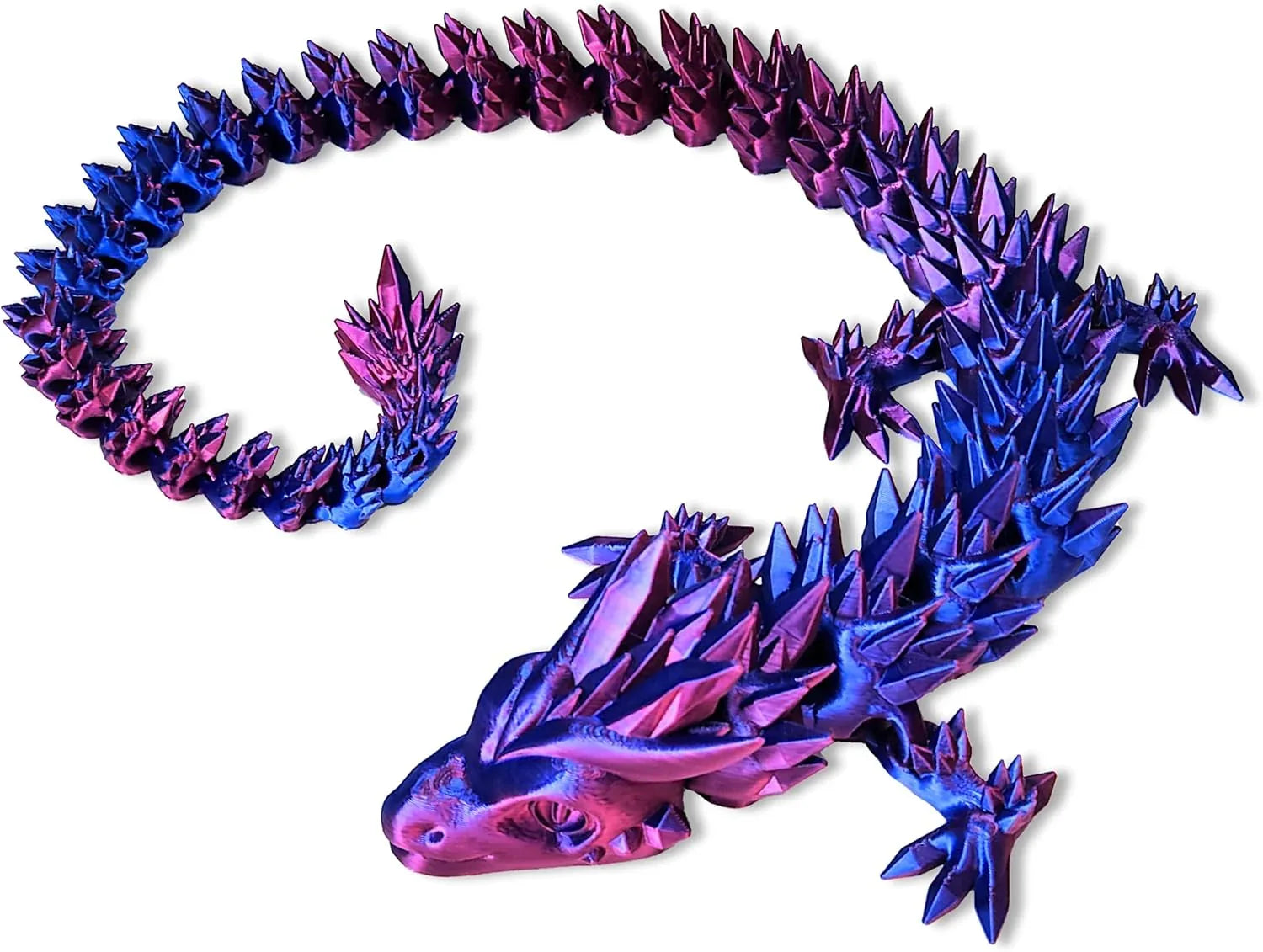 20" Articulated 3D Printed Dragon – Color-Changing Fidget Figurine, Mythical Figure, Made in USA, 3D Printed Toys - Valentines Day Gift for Boys and Girls (Rainbow with Blue Egg) - Handmade Lifestyle Shop