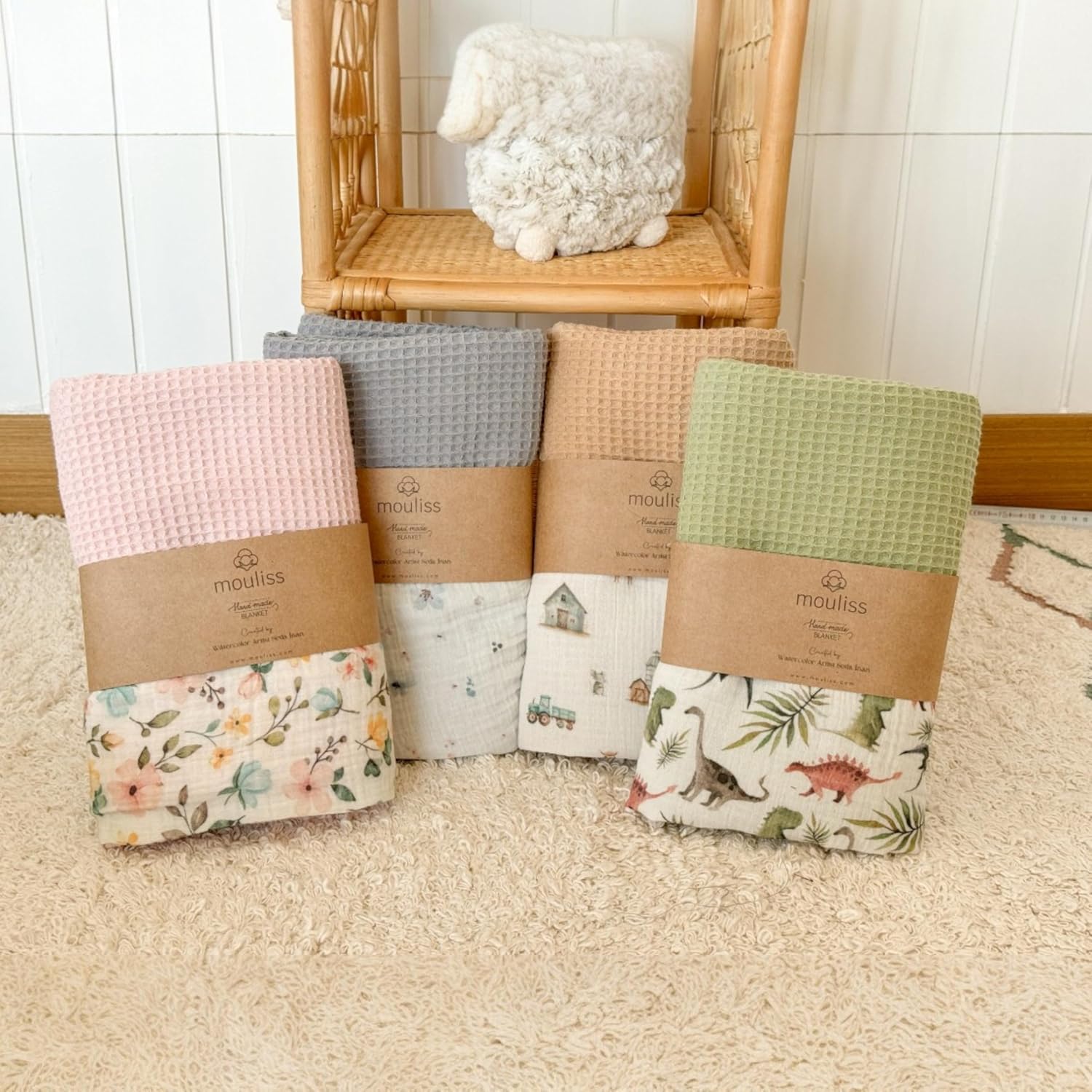 Mouliss Personalized Baby Blanket with Name – Handmade 100% Organic Cotton Newborn Gift | Custom Knit Blanket for Boys, Girls, Kids & Baby Showers