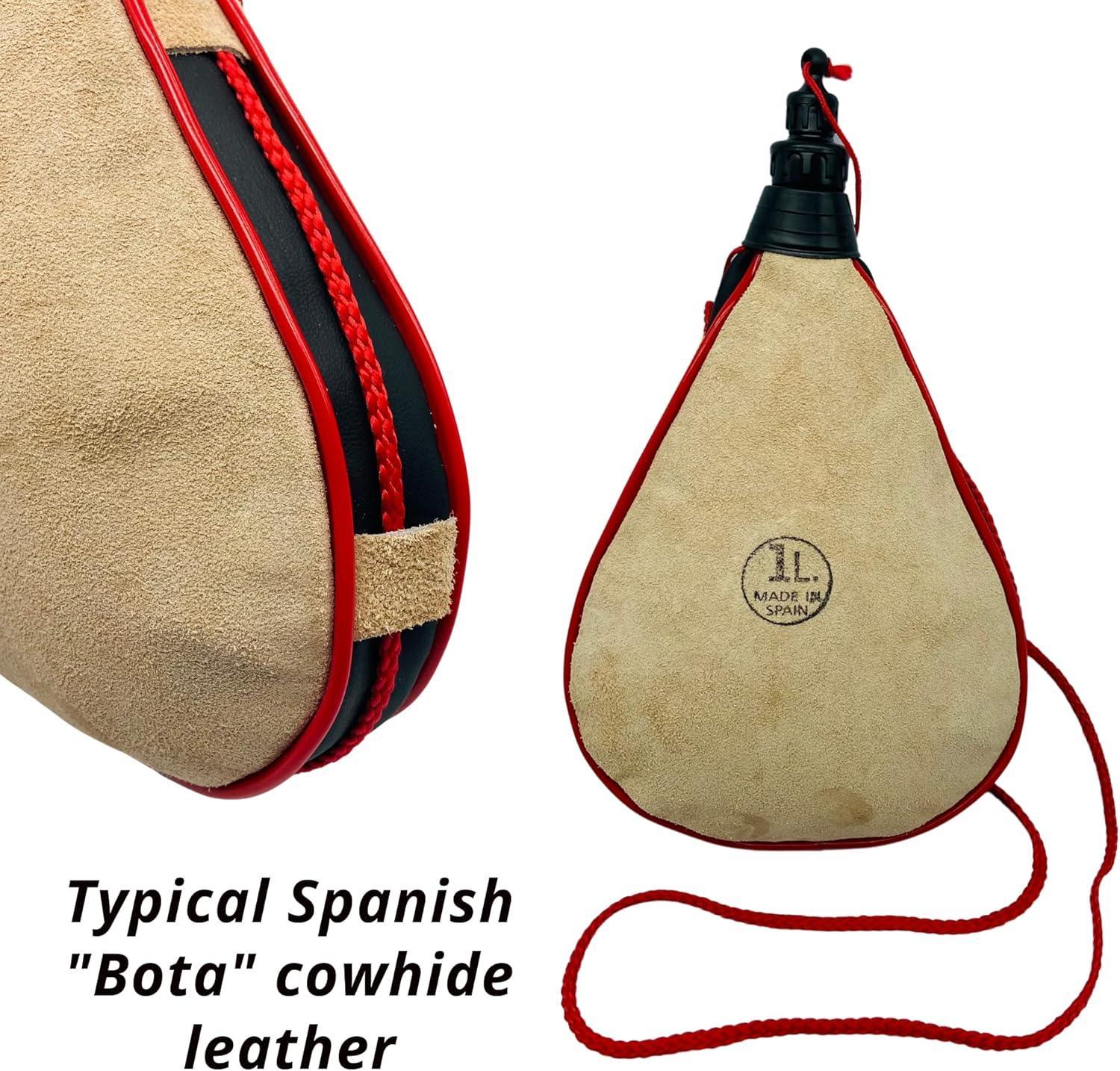 Leather Bota Bag. Cowhide Leather, Wine Skin Latex Lining 1L. Bags for Liquor for Transporting and Storing Beverages. Flask Leather Pouch - Handmade Lifestyle Shop