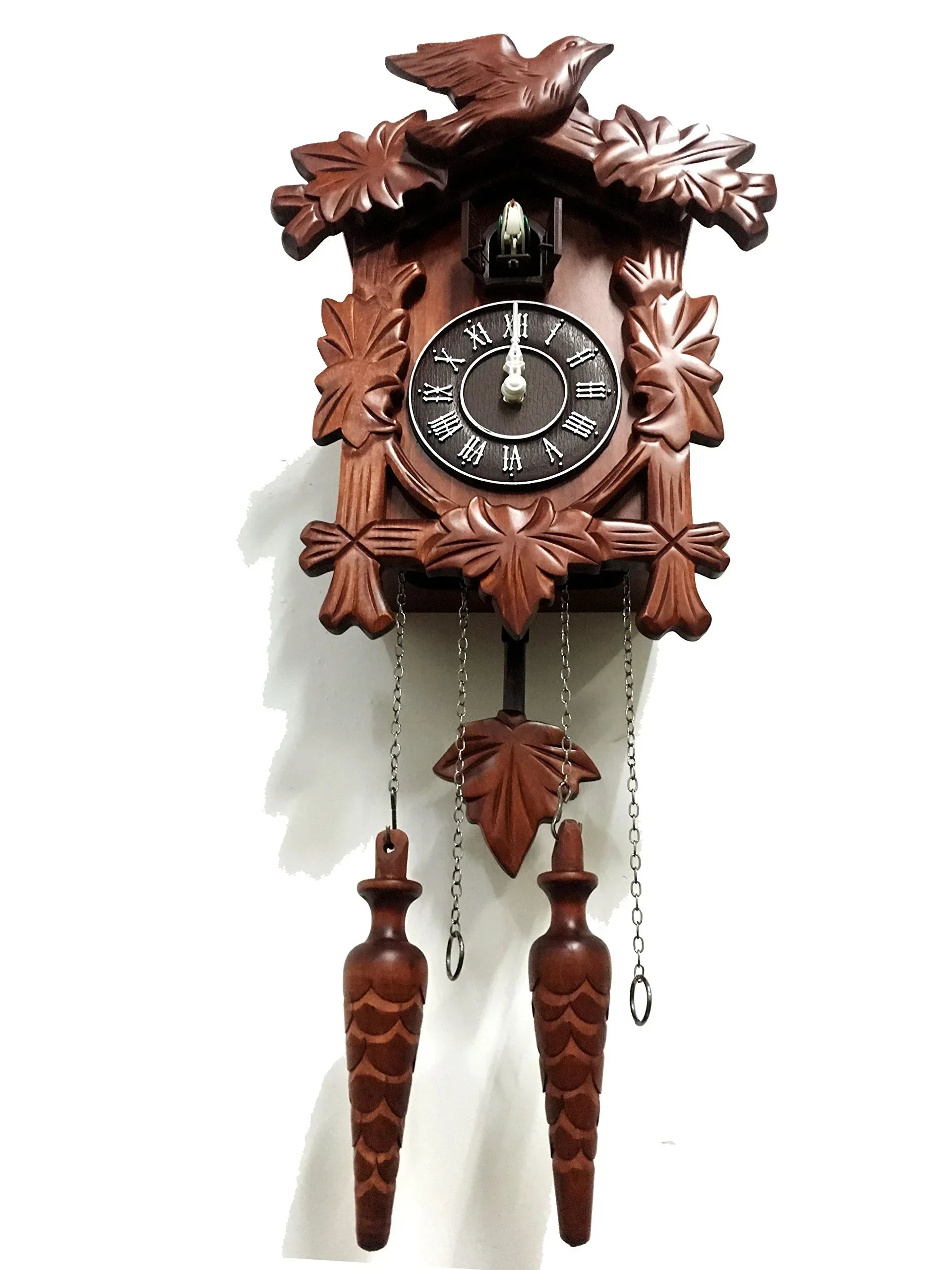 Rylai Cuckoo Clock Vintage Large Wooden Wall Clock Handcrafted 13x9.5 Inch Brown - Handmade Lifestyle Shop