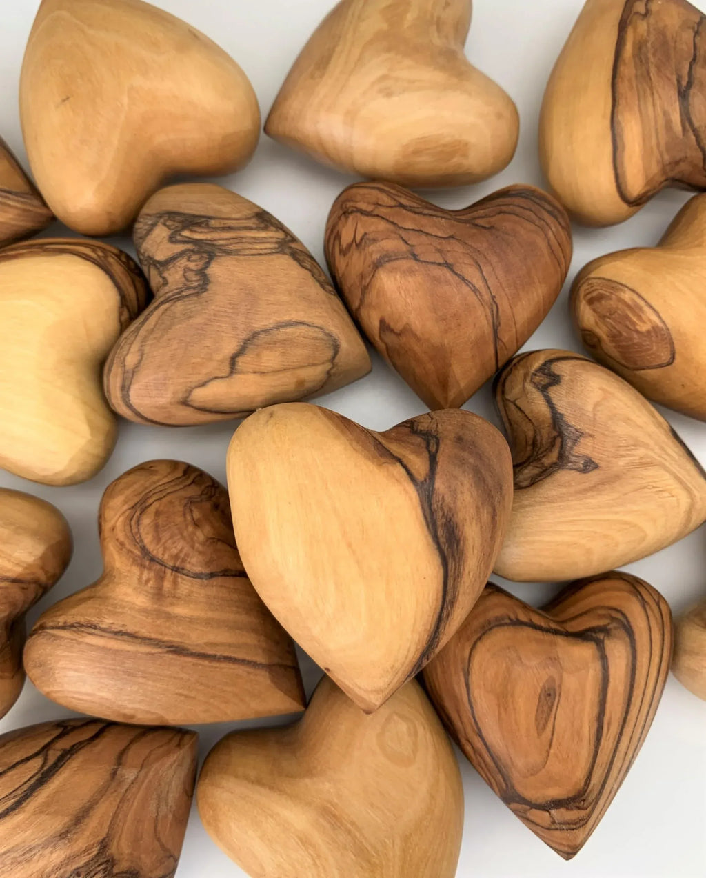 Handmade Wooden Hearts, Set of Five Olive Wood Carved Hearts from The Holy Land, Carved Wood Hearts for Gifts Anniversary Valentine Gift, Loss Love, Wooden Hearts for Wedding, Heart Décor - Handmade Lifestyle Shop