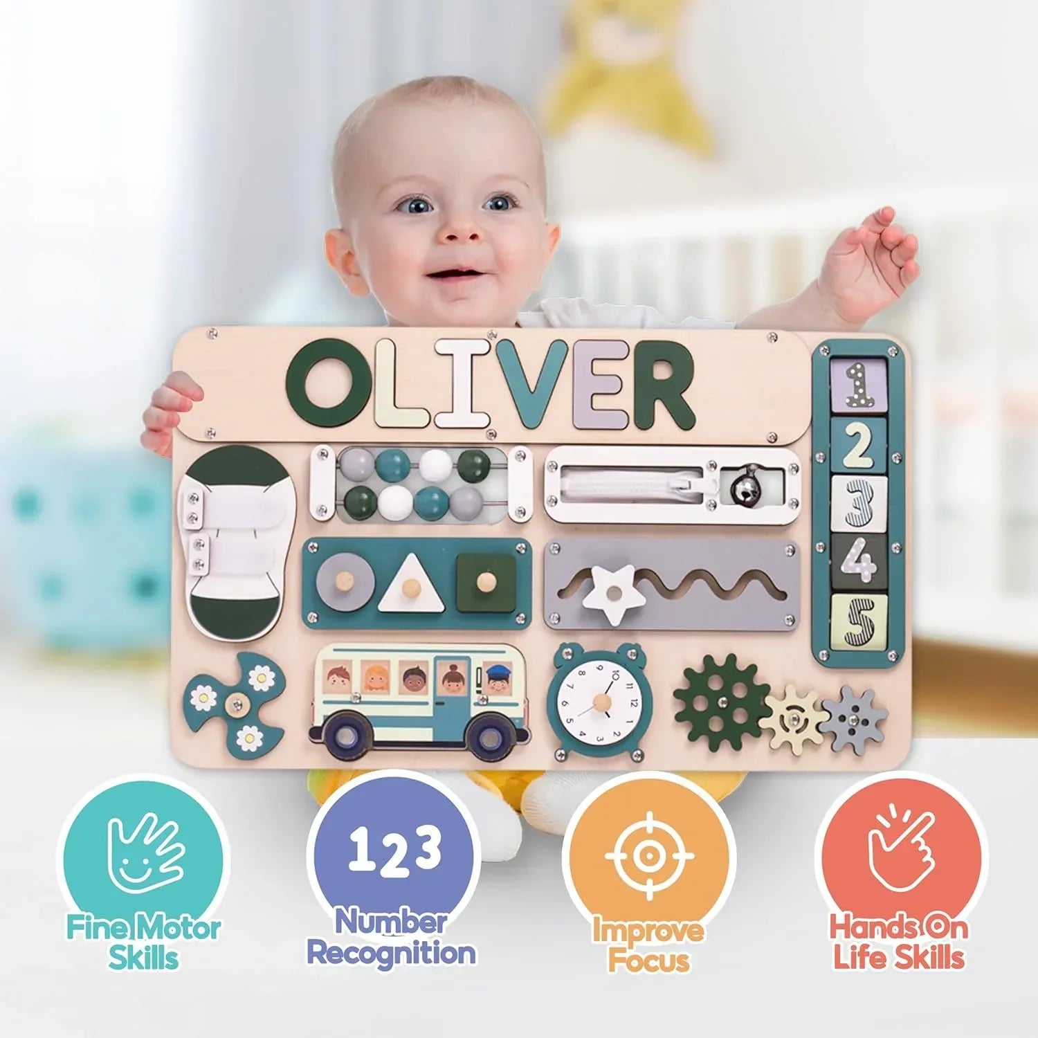 Large Busy Board Montessori Toys for 1 2 3 Year Old - Sensory Toys for Toddlers 1-3 - Fine Motor Skills & Early Learning - Montessori Gift for Boys & Girls - Travel-Friendly & Safe - Handmade Lifestyle Shop