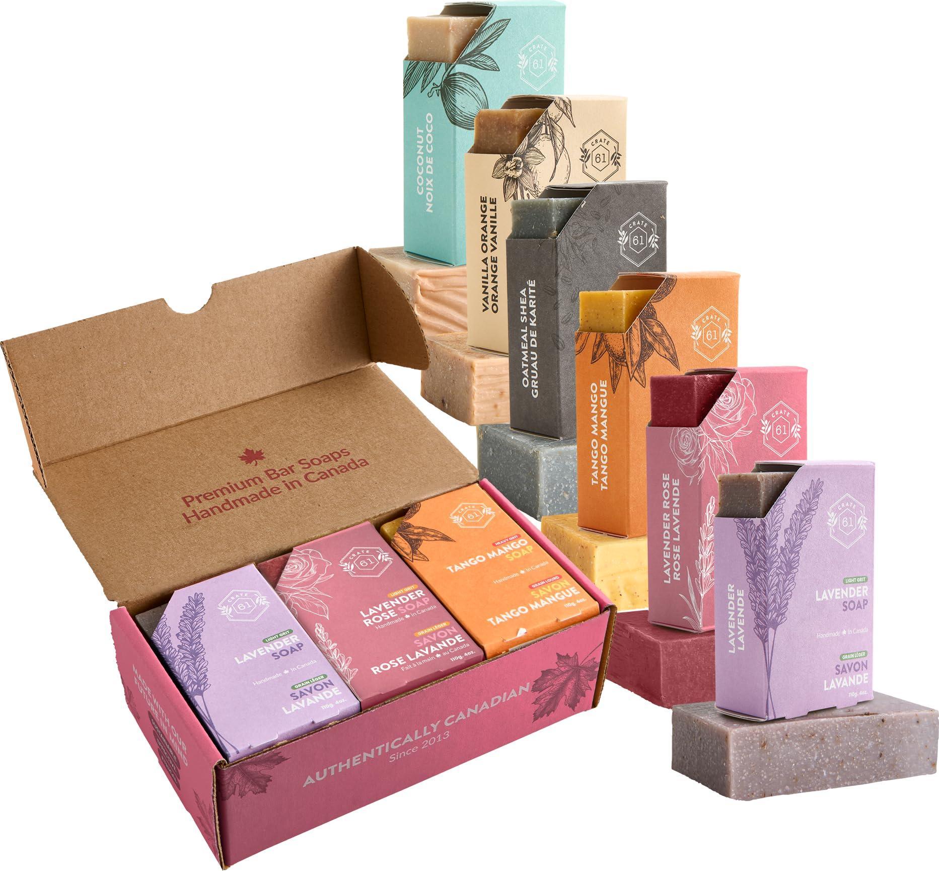 Crate 61 Organics, Handmade in Canada, Plant Based Cold Process Natural Bar Soap, With Premium Essential Oils, Dry Skin, Pack of 6 (For Him) - Handmade Lifestyle Shop