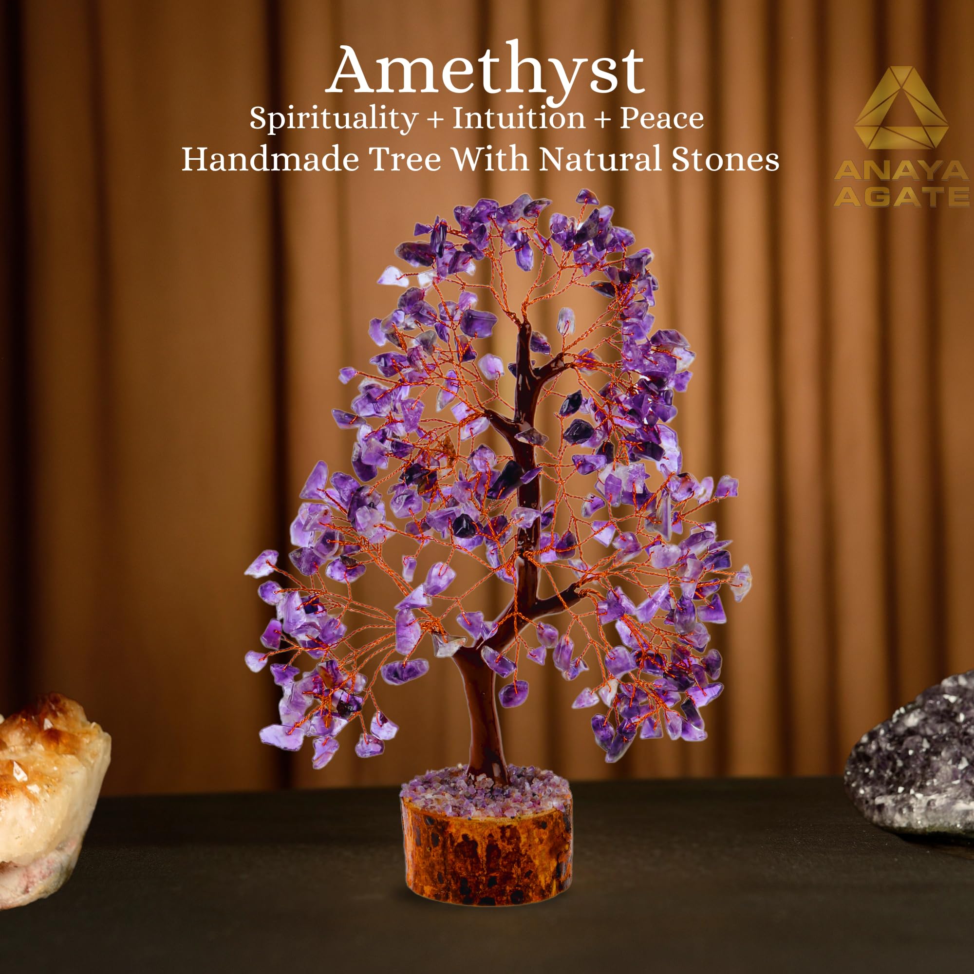 7 Chakra Healing Crystal Tree Kit, Bracelet, Pendant, Necklaces, Handmade Gemstone Money Bonsai Tree of Life Feng Shui Decor for Home Office, Positive Energy, Reiki Healing, for Women