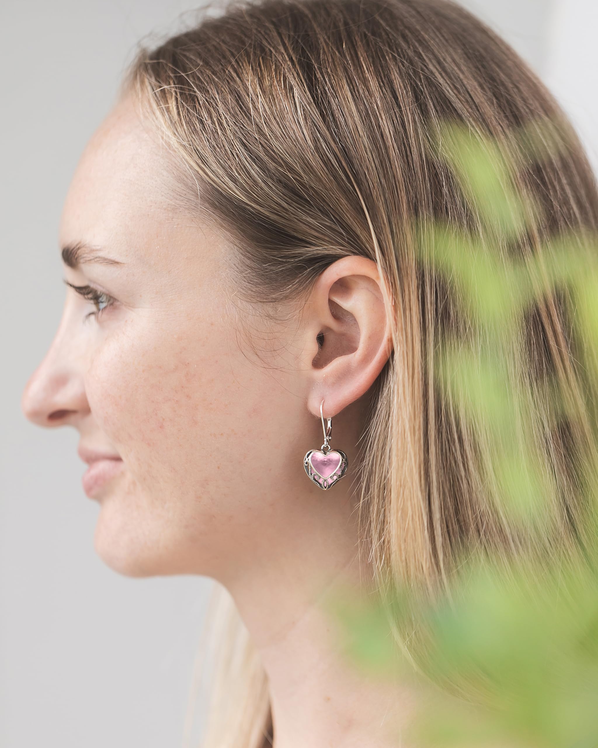 Bottled Up Designs Handmade Homespun Hearts Earrings, Recycled Vintage Glass, Sterling Silver, Eco Friendly, Made in USA, Mothers Day, Women, Anniversary