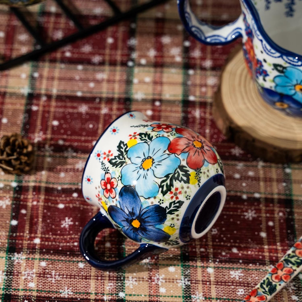 ALMA 12oz Handpainted Microwave Safe Coffee Mug, Unique Ceramic Tea Mug For Girl Friend,Mother, Woman(Assorted Flowers,Medium)