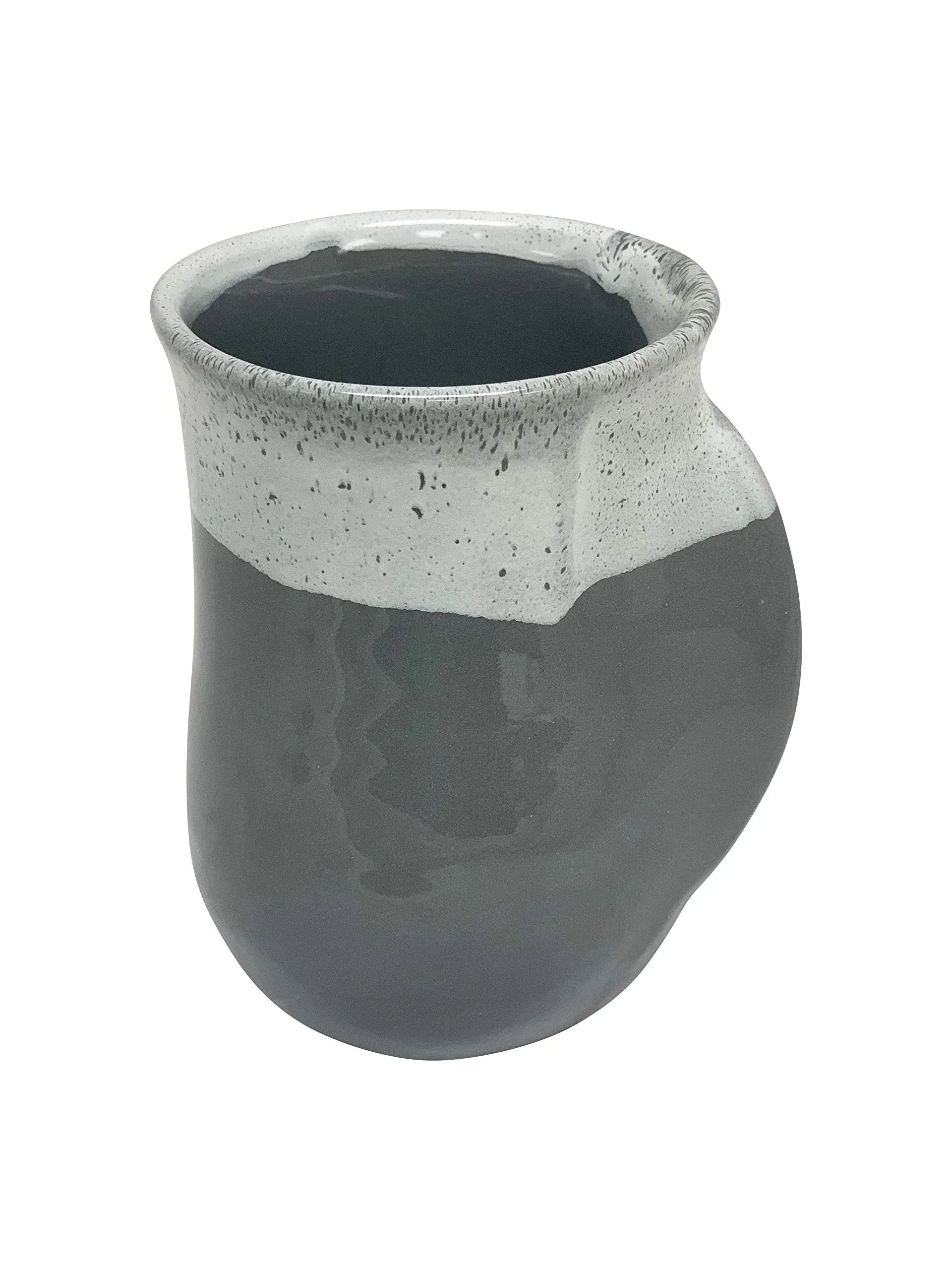 Clay in Motion Hand Warmer Coffee Mug – Handmade Coffee Mug With Comfortable Handle Contoured Pocket Hand Warming Ceramic Coffee Mug – Proudly Made in USA – Right Handed – 14 Oz - Island Oasis - Handmade Lifestyle Shop