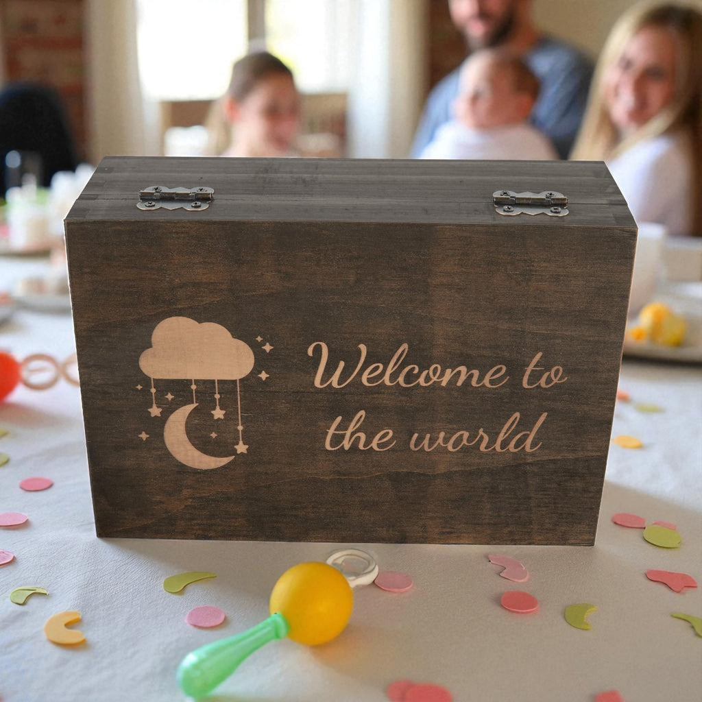 Engraved Memorial Memory Box – Wooden Keepsake Box for Loss of Loved One or Pet – Sympathy Gift – Medium Size – Dark Walnut Finish – 8.5 x 6 x 3 in