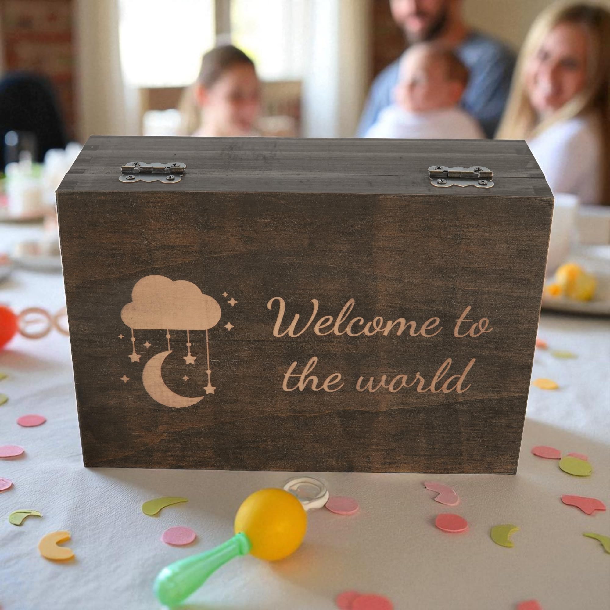 Engraved Memorial Memory Box – Wooden Keepsake Box for Loss of Loved One or Pet – Sympathy Gift – Medium Size – Dark Walnut Finish – 8.5 x 6 x 3 in