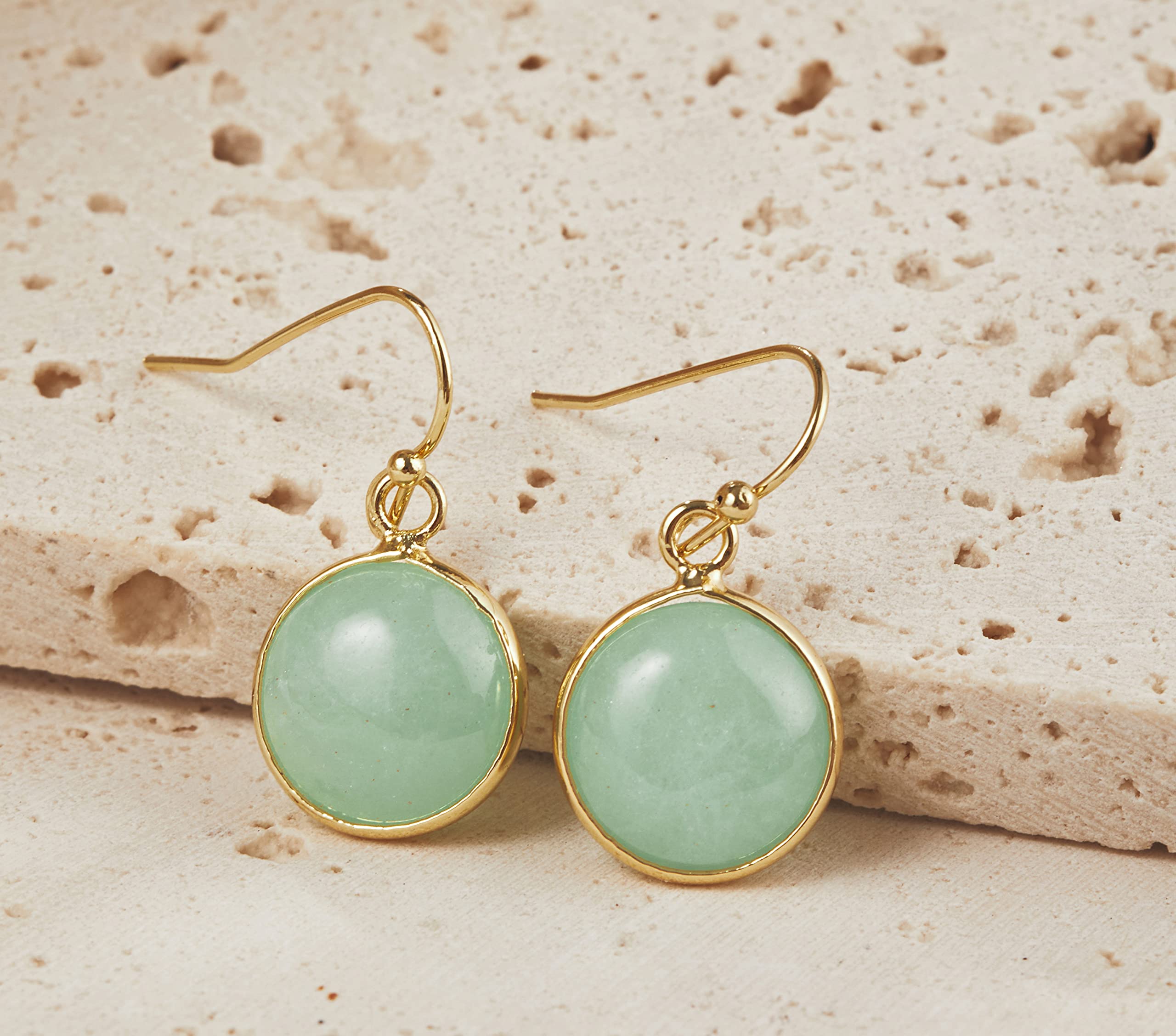Green Earrings for Women – Dainty Gold Dangle – Real Jade -Sage - Light – Pale – Dark - Green Stone – Rose Quartz Pink Crystal Genuine – Natural Gemstone - Dainty -Short -Drop and Dangle – Lightweight - Unique Anniversary Birthday Gifts for Wife – Teacher