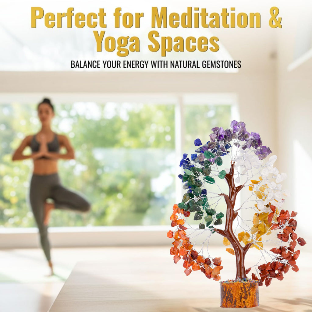 7 Chakra Healing Crystal Tree Kit, Bracelet, Pendant, Necklaces, Handmade Gemstone Money Bonsai Tree of Life Feng Shui Decor for Home Office, Positive Energy, Reiki Healing, for Women