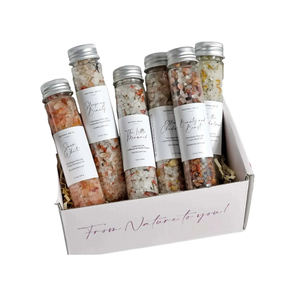 Handmade Bath Salt Gift Set 6 Pack, All Natural, Scented with Essential Oils, Gift for Women - Handmade Lifestyle Shop