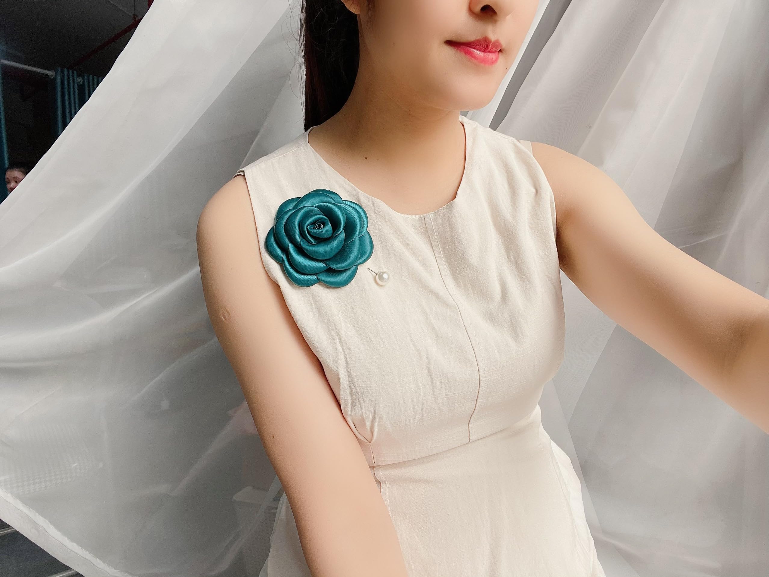 Silk Rose Flower Pin Brooch By NhanDo Handmade – COLOURFUL Floral Brooch Pin, Handmade Gift Ideas, Gift for her, Gift For Mom, Bridesmaid gift, valentines day gifts