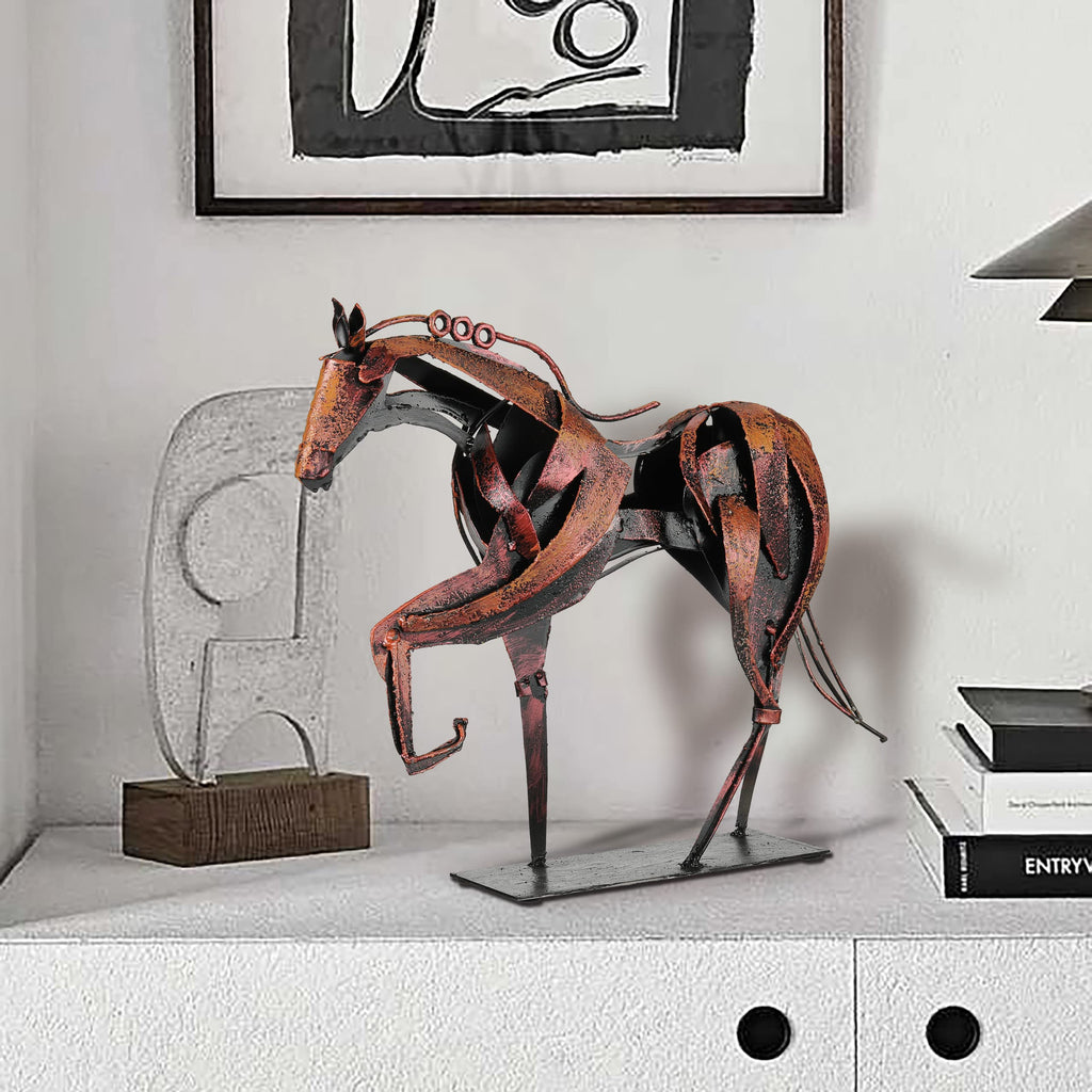 Handmade Metal Horse Statue Decor - Handcrafted & Hand-Painted Sculpture, Unique Rustic Figurine for Home, Office, Desk Decoration (White) - Handmade Lifestyle Shop