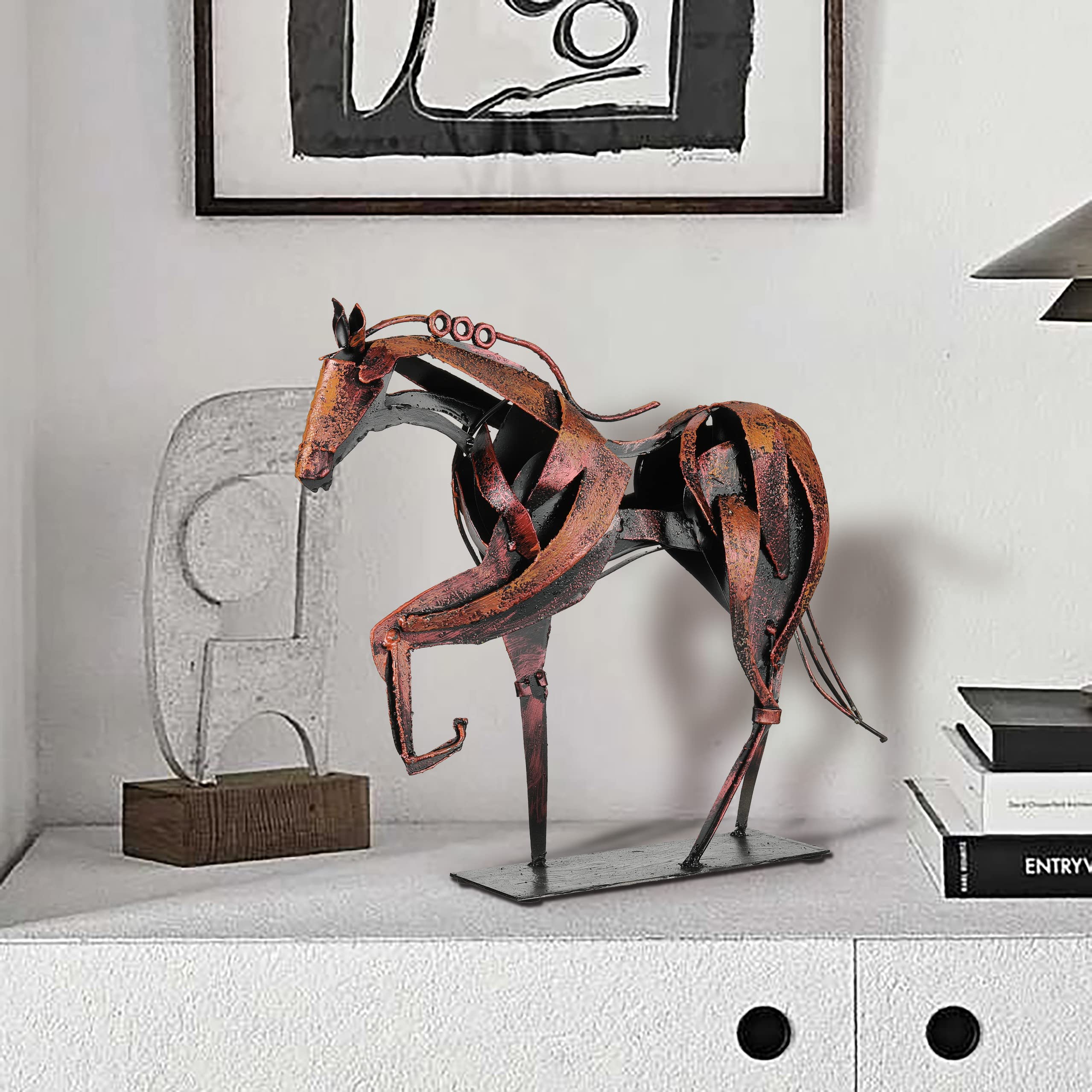 Handmade Metal Horse Statue Decor - Handcrafted & Hand-Painted Sculpture, Unique Rustic Figurine for Home, Office, Desk Decoration (White) - Handmade Lifestyle Shop