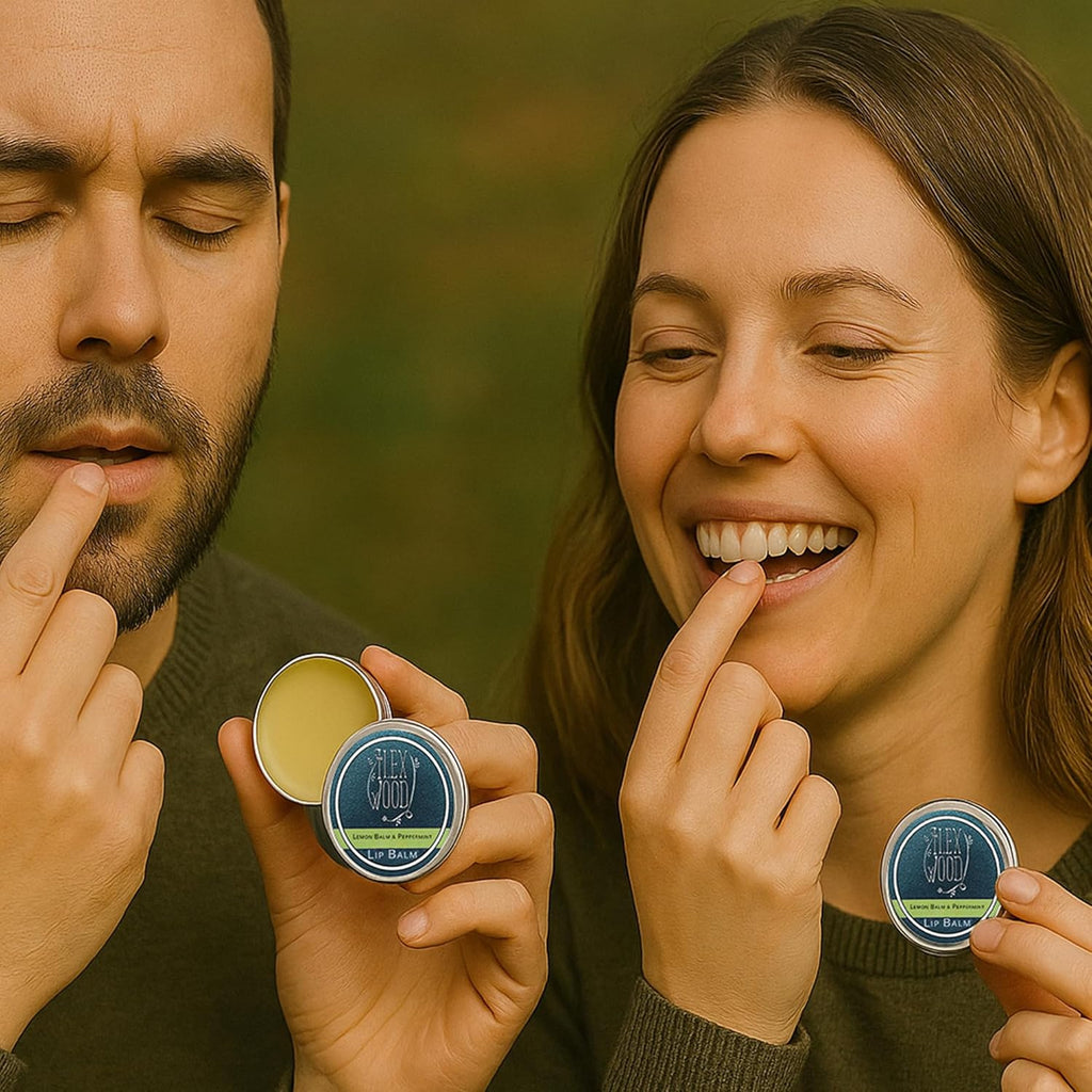 The Ilex Wood - All Natural Lip Balm - Lemon Balm and Peppermint - Cold Sore Treatment for Lips, Palm Oil Free, Cruelty Free, Plastic Free, Moisturising Lip Balm, Handcrafted - 10ml (0.34 fl oz)