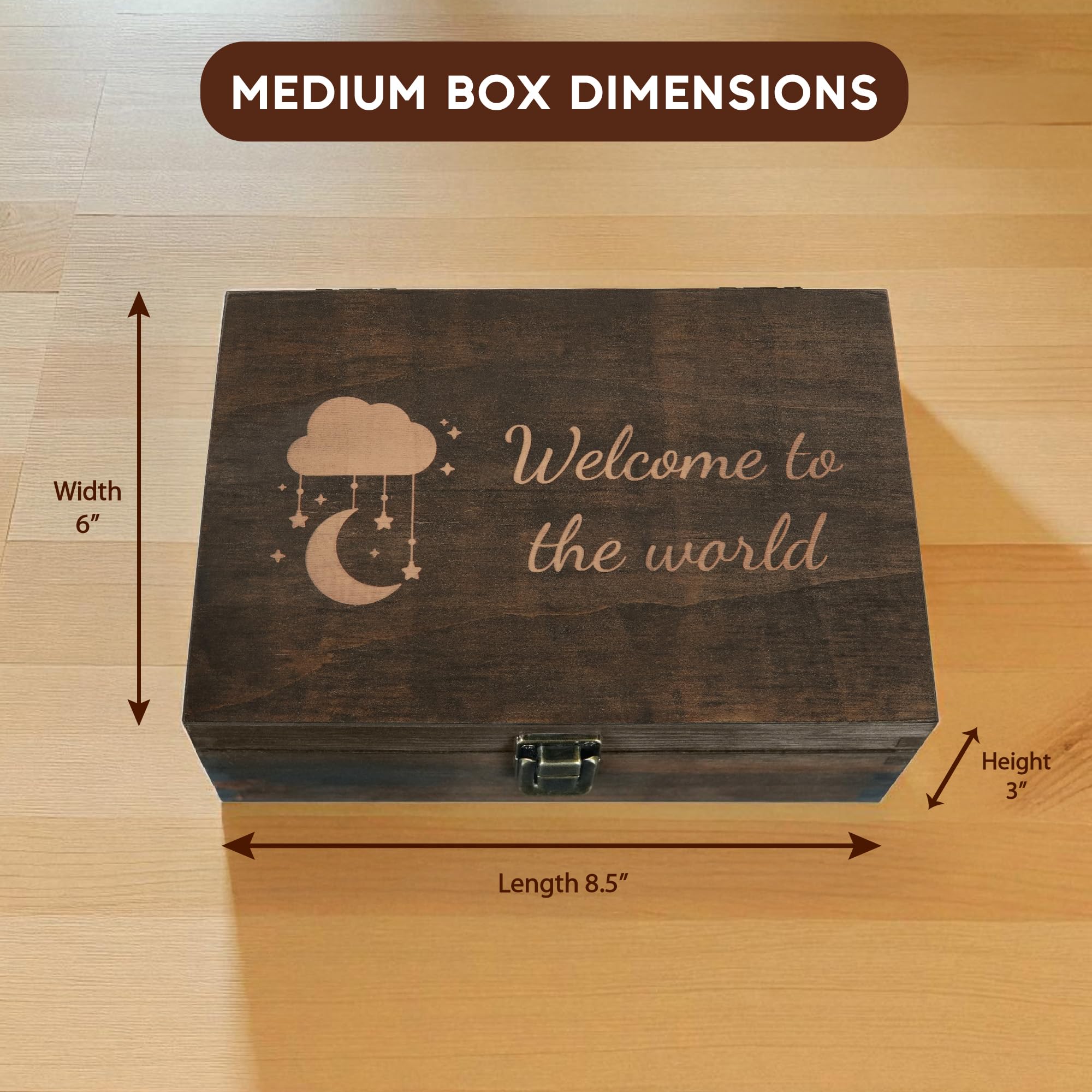 Engraved Memorial Memory Box – Wooden Keepsake Box for Loss of Loved One or Pet – Sympathy Gift – Medium Size – Dark Walnut Finish – 8.5 x 6 x 3 in