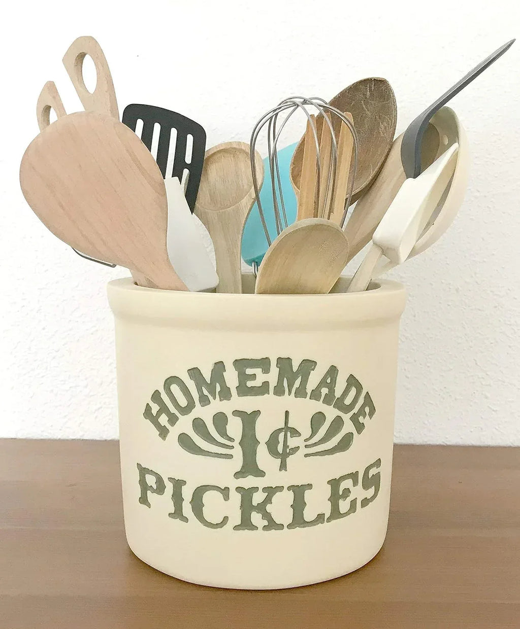 Handmade with Love by Fatima. Utensils holder in Monica’s kitchen. Homemade 1 cent Pickles Jar. Housewarming Gift. Great present for your friends. Totally Handmade. - Handmade Lifestyle Shop