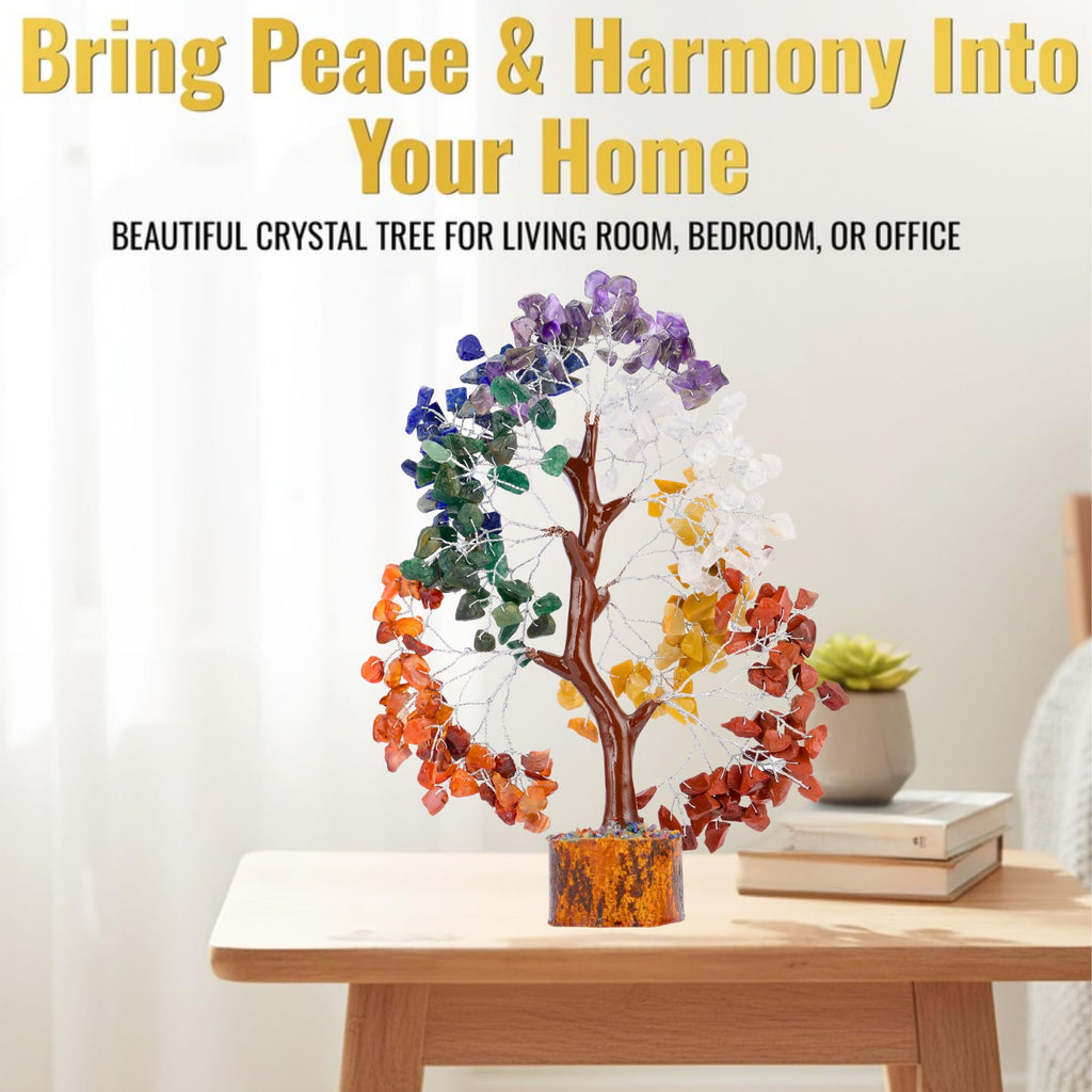 7 Chakra Healing Crystal Tree Kit, Bracelet, Pendant, Necklaces, Handmade Gemstone Money Bonsai Tree of Life Feng Shui Decor for Home Office, Positive Energy, Reiki Healing, for Women
