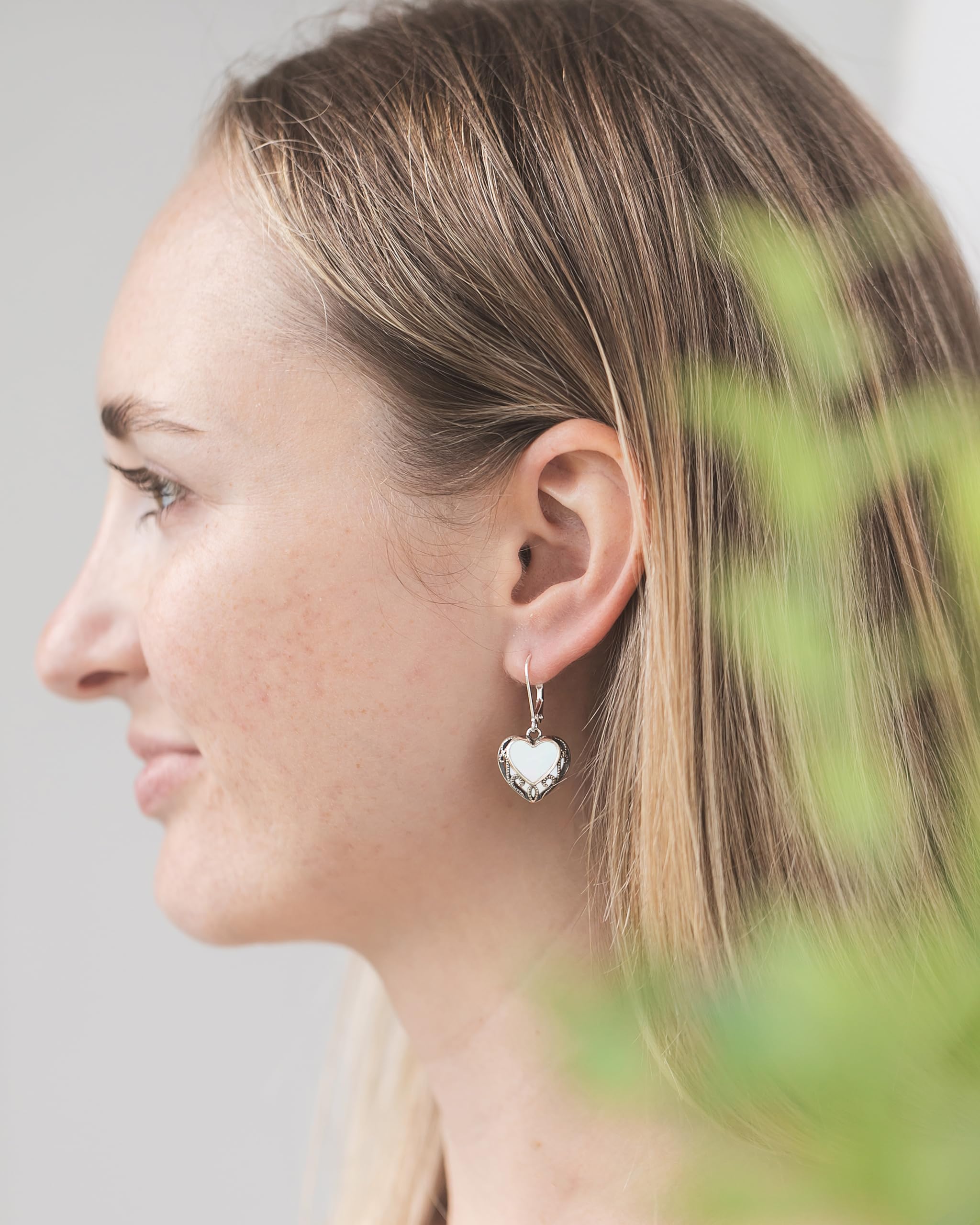 Bottled Up Designs Handmade Homespun Hearts Earrings, Recycled Vintage Glass, Sterling Silver, Eco Friendly, Made in USA, Mothers Day, Women, Anniversary