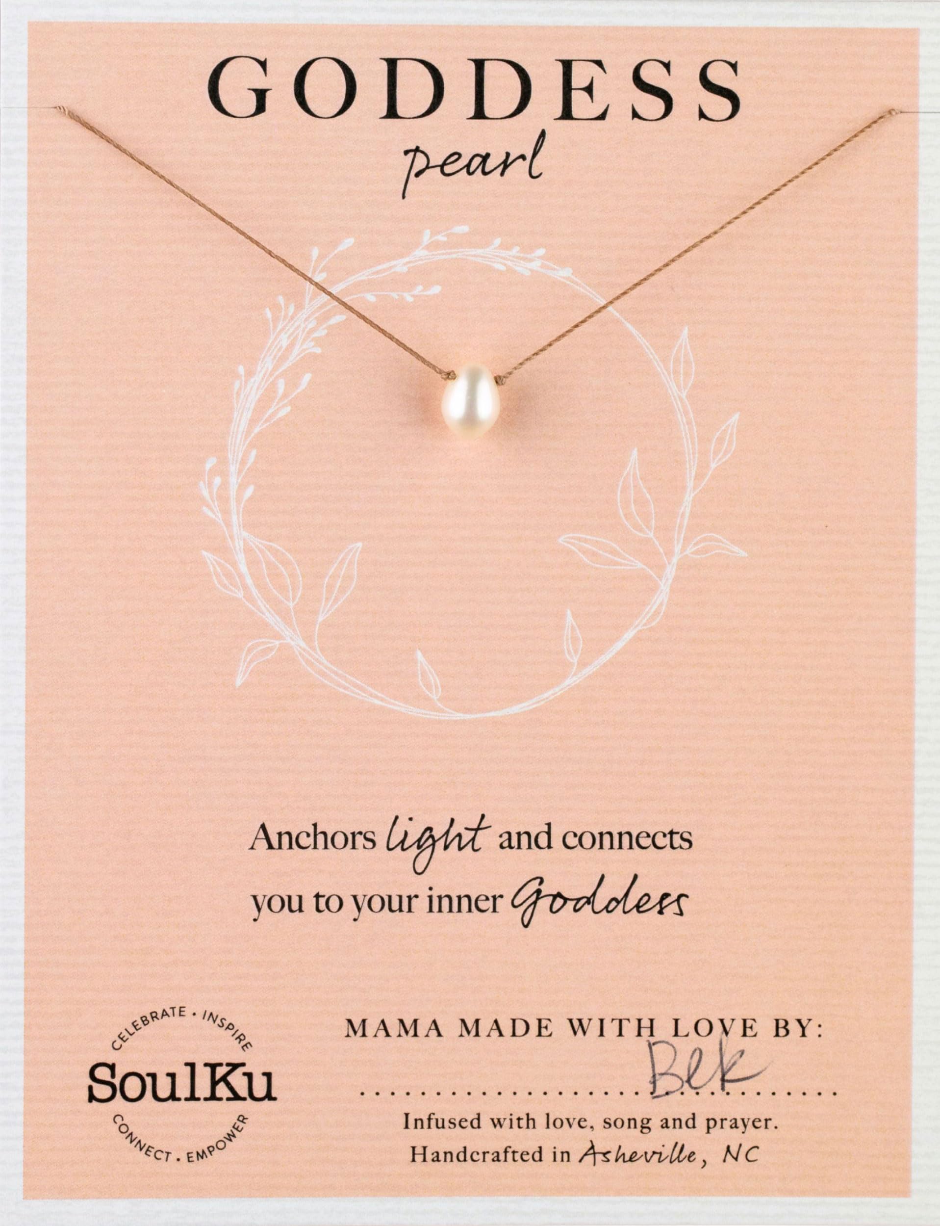 SoulKu Handcrafted Necklace, Empowerment Jewelry With Healing Crystal, Inspirational Jewelry For Women, Mom & Sister Gifts, 2" Extender With Lobster Clasp, 16" Nylon Cord