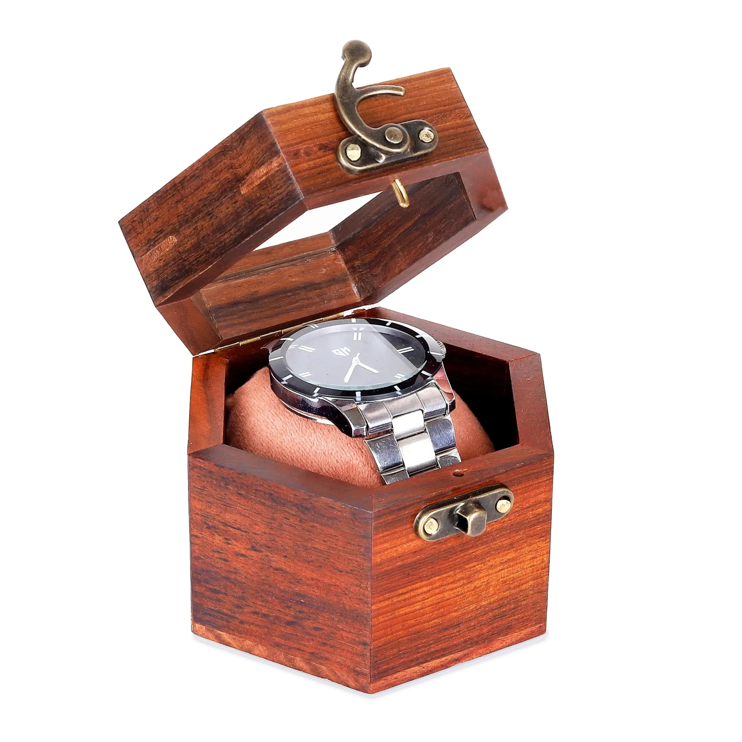 Premium 7-Slot Wooden Timepiece Display Case – Handcrafted Honeycomb Watch Box for Men in Superior Indian Rosewood | Hinged Glass Cover – Father’s Day Gift – Luxury Built to Last - Handmade Lifestyle Shop