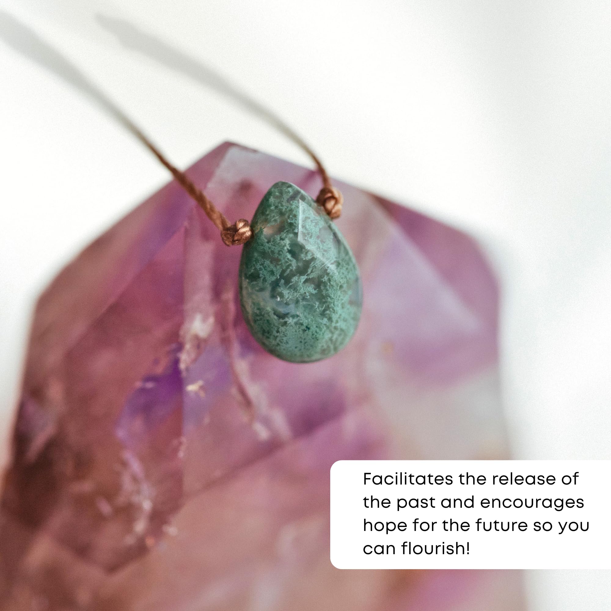 SoulKu Handcrafted Necklace, Empowerment Jewelry With Healing Crystal, Inspirational Jewelry For Women, Mom & Sister Gifts, 2" Extender With Lobster Clasp, 16" Nylon Cord