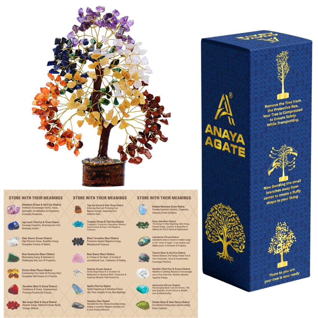 7 Chakra Healing Crystal Tree Kit, Bracelet, Pendant, Necklaces, Handmade Gemstone Money Bonsai Tree of Life Feng Shui Decor for Home Office, Positive Energy, Reiki Healing, for Women