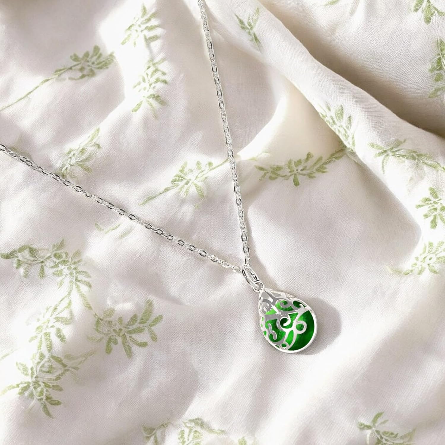 Bottled Up Designs Handmade Filigree Teardrop Necklace, Recycled Antique Glass, Sterling Silver, Eco Friendly, Made in USA, Birthday Gifts, Mothers Day, Women, Anniversary