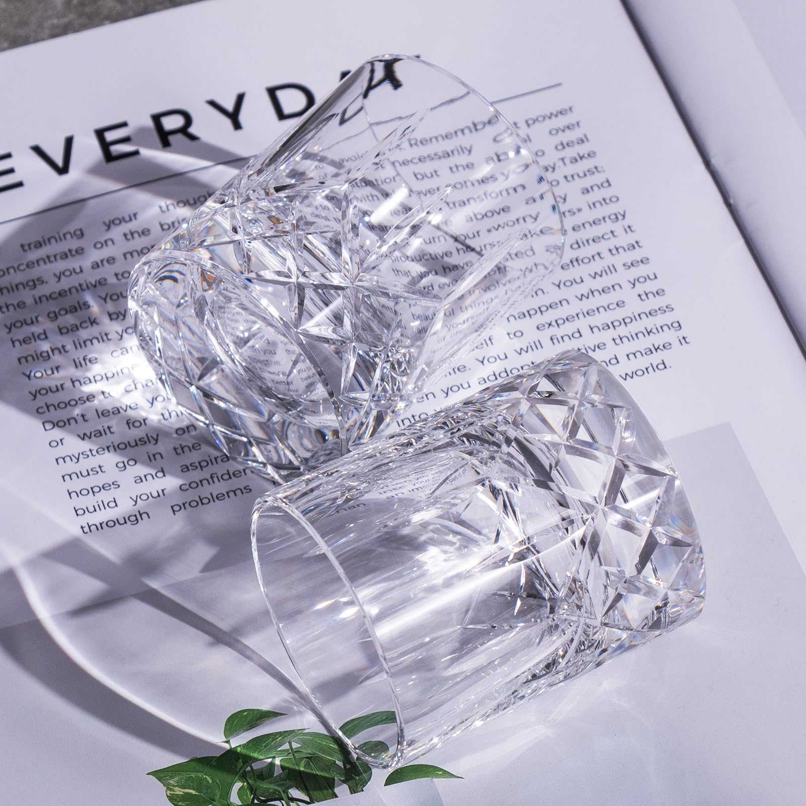 KAMMAK Crystal Whiskey Glasses Set of 2, Handcrafted 7.1oz Old Fashioned Glasses Stemless, Luxury Cocktail Glasses, Hand Blown Scotch Cup for Women, Men Gift for Rocks, Bourbon Barware, Bar