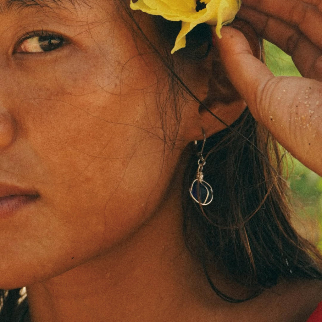 Handmade Sea Glass Wire Wrap Drop Earrings Jewelry ，Beach Earrings, Summer Gift, Ocean Jewelry Inspirational Gifts for Women, Mom, Sister