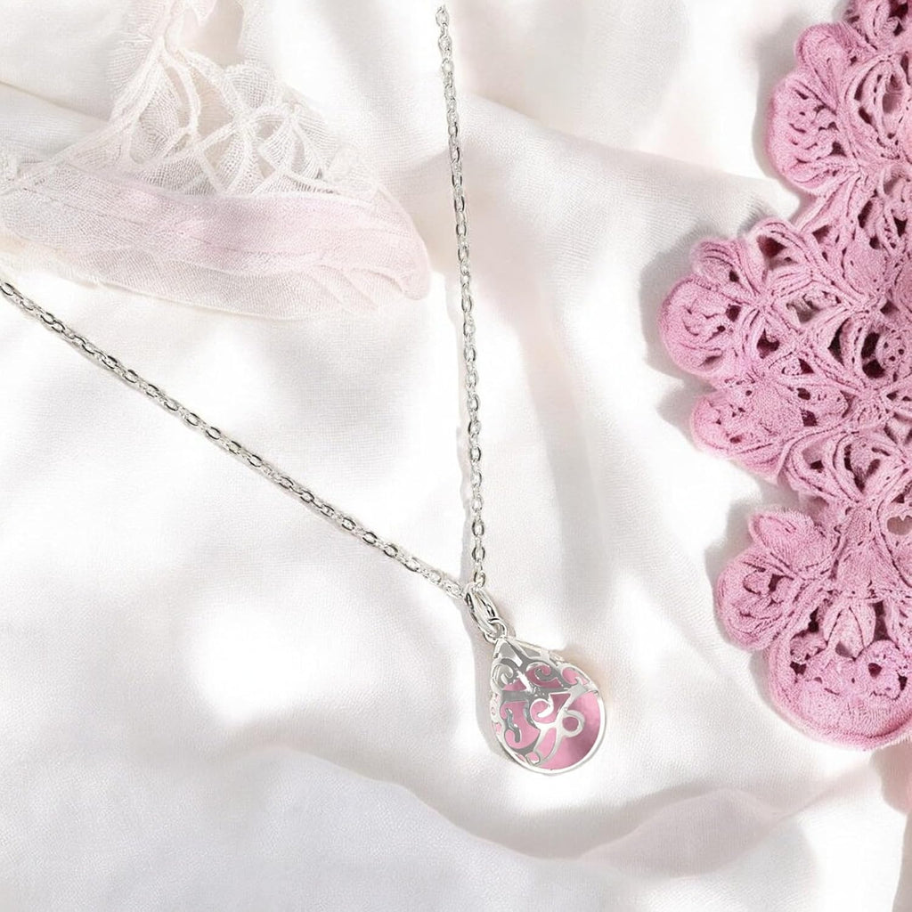 Bottled Up Designs Handmade Filigree Teardrop Necklace, Recycled Antique Glass, Sterling Silver, Eco Friendly, Made in USA, Birthday Gifts, Mothers Day, Women, Anniversary