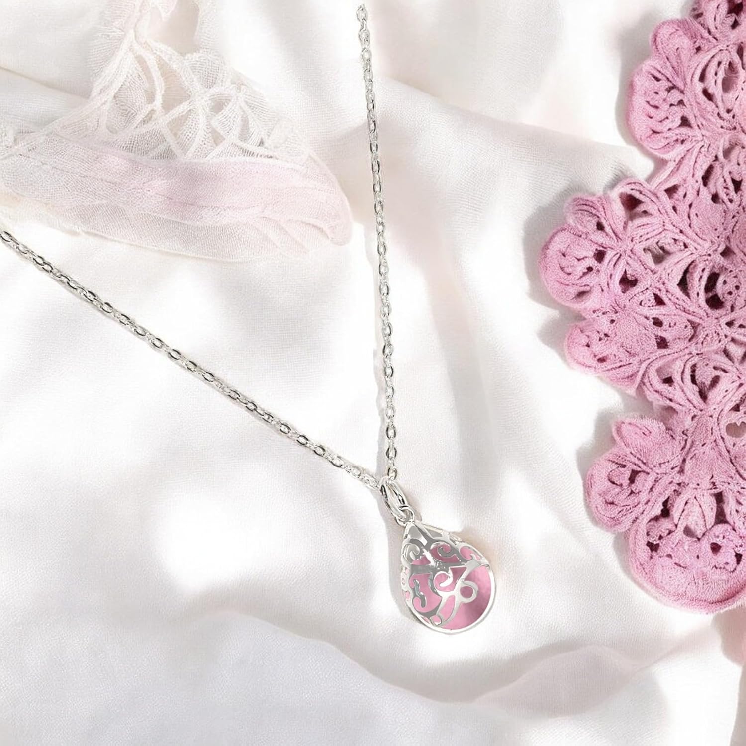 Bottled Up Designs Handmade Filigree Teardrop Necklace, Recycled Antique Glass, Sterling Silver, Eco Friendly, Made in USA, Birthday Gifts, Mothers Day, Women, Anniversary