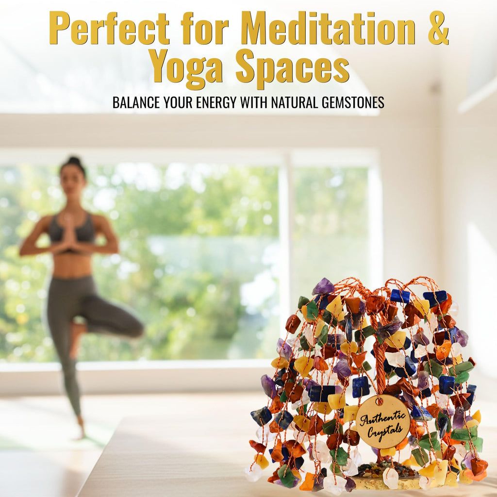 7 Chakra Healing Crystal Tree Kit, Bracelet, Pendant, Necklaces, Handmade Gemstone Money Bonsai Tree of Life Feng Shui Decor for Home Office, Positive Energy, Reiki Healing, for Women