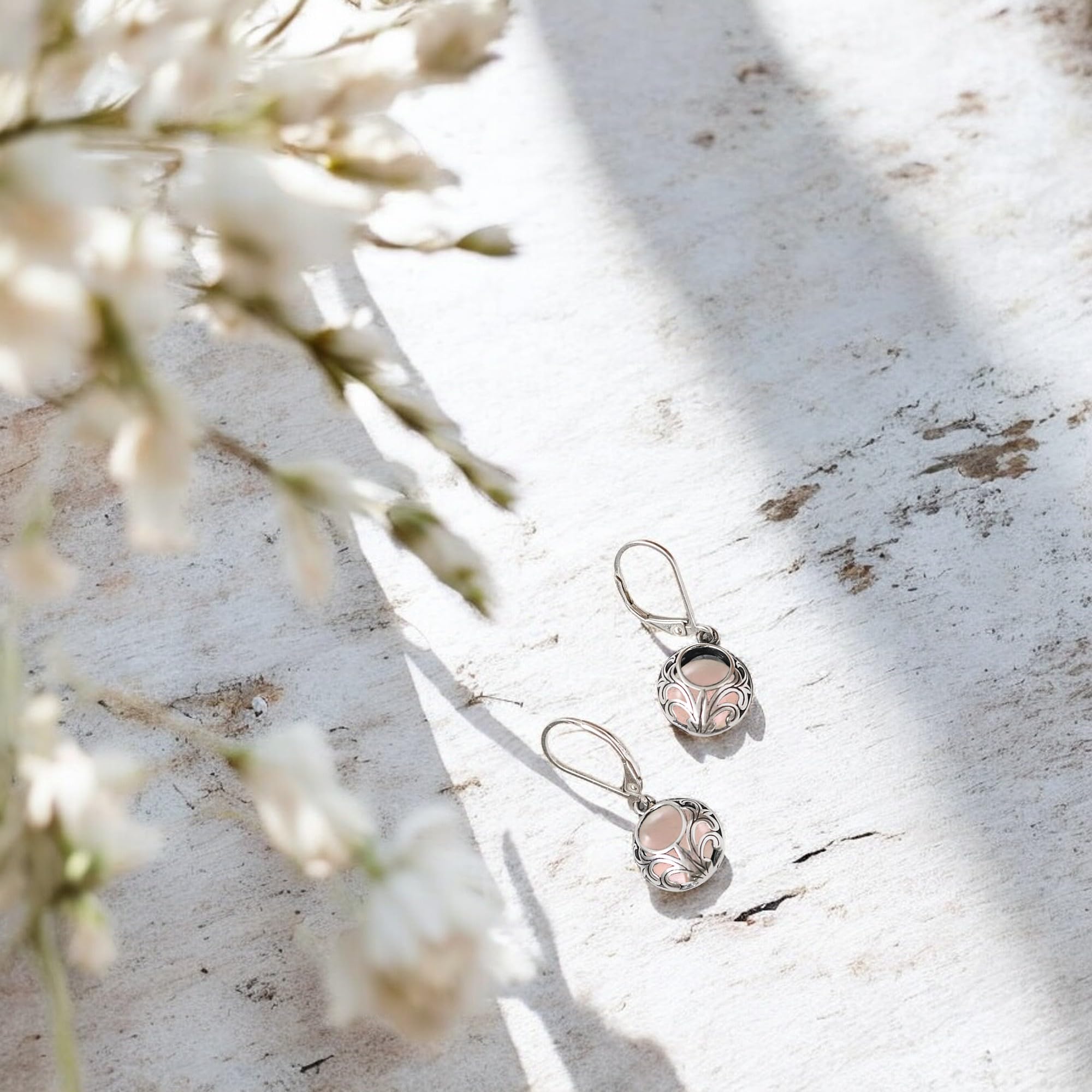 Bottled Up Designs Handmade Vintage Lace Leverback Earrings, Sterling Silver, Eco Friendly, Made in USA, Birthday Gifts, Mothers Day, Women, Anniversary