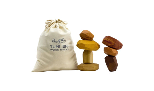 7 Piece Wood Rock Set - Mixed Wood Species - Balancing Blocks - Natural Wood Toy - Organic Jojoba oil and Beeswax Finish - Handmade Wooden Toys - Sensory Toy - USA Made - Personalizable - Handmade Lifestyle Shop