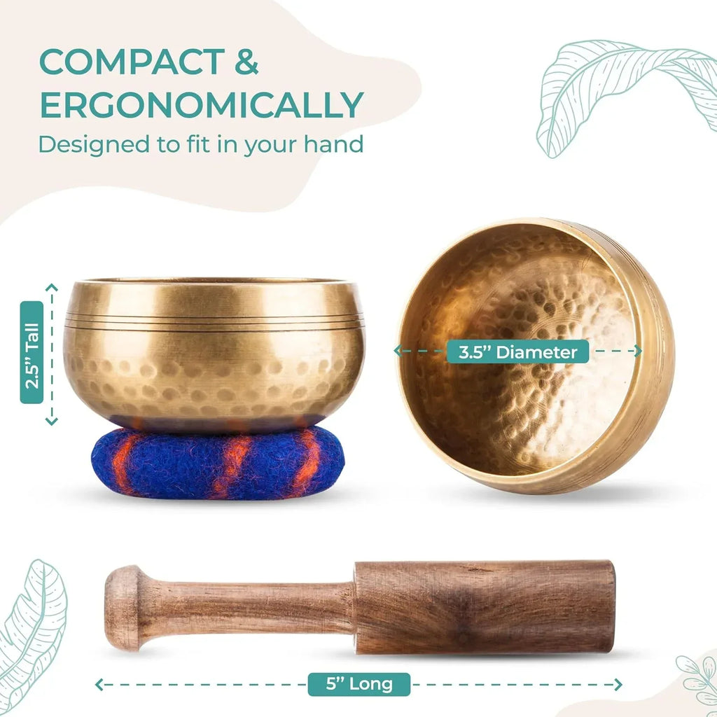 Handcrafted Tibetan Singing Bowl Set – 3.5” Sound Bowl for Meditation, Sound Healing & Yoga – Healing Instrument with Wooden Striker & Cushion – Authentic Hand-Hammered in Nepal - Handmade Lifestyle Shop