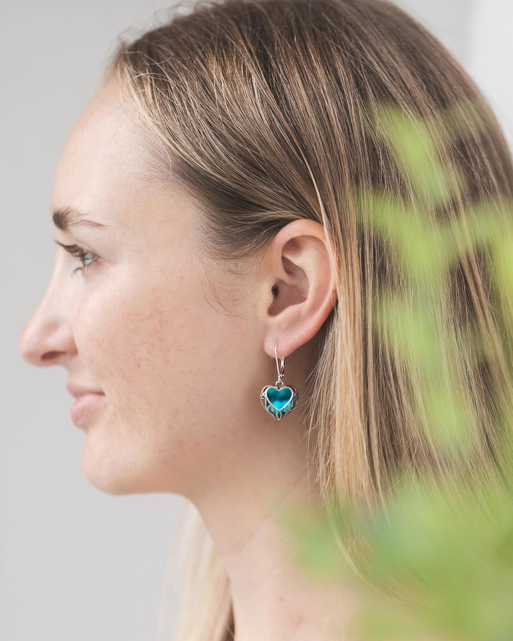 Bottled Up Designs Handmade Homespun Hearts Earrings, Recycled Vintage Glass, Sterling Silver, Eco Friendly, Made in USA, Mothers Day, Women, Anniversary