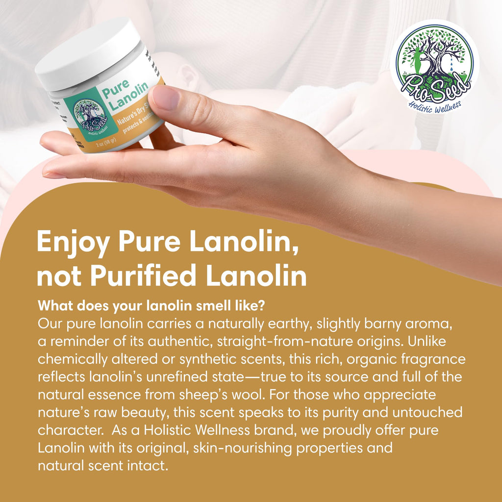 100% Pure Lanolin, Handmade in USA, Unrefined Balm, Dry & Itchy Skin, Cracked Lips, Breastfeeding, Nipple Cream, Baby Care, Moisture-Rich, Nursing Essentials & Petroleum-Free, for Hands, Face & Body