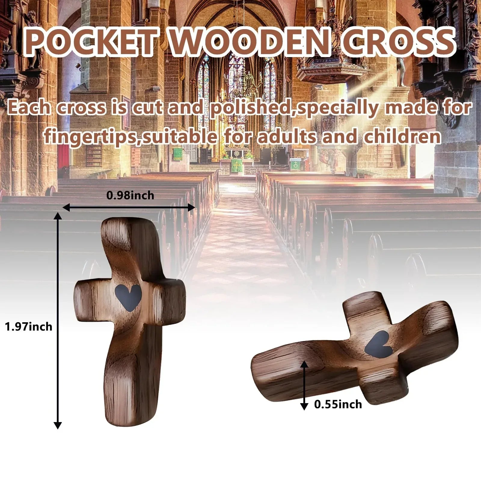 3-Pack Wooden Cross Fidget, Handmade Pocket Wood Crosses, Cross My Heart | Encouragement Gift, Relieve Anxiety for Yourself, Inspirational Easter Gift for Christian Faith, Prayer, Valentines Day Gifts - Handmade Lifestyle Shop