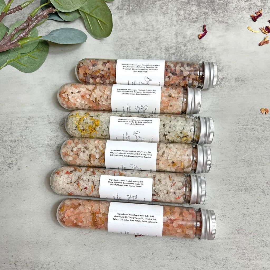 Handmade Bath Salt Gift Set 6 Pack, All Natural, Scented with Essential Oils, Gift for Women - Handmade Lifestyle Shop